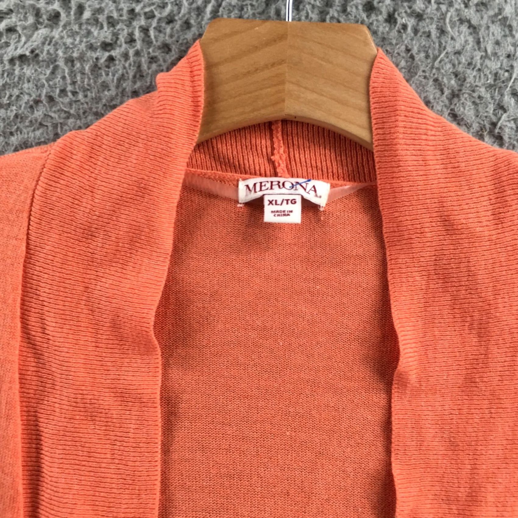 Merona Merona Cardigan Sweater Womens XL Coral Orange Open Front Casual NEW Size XL / US 12-14 / IT 48-50 - 3 Thumbnail