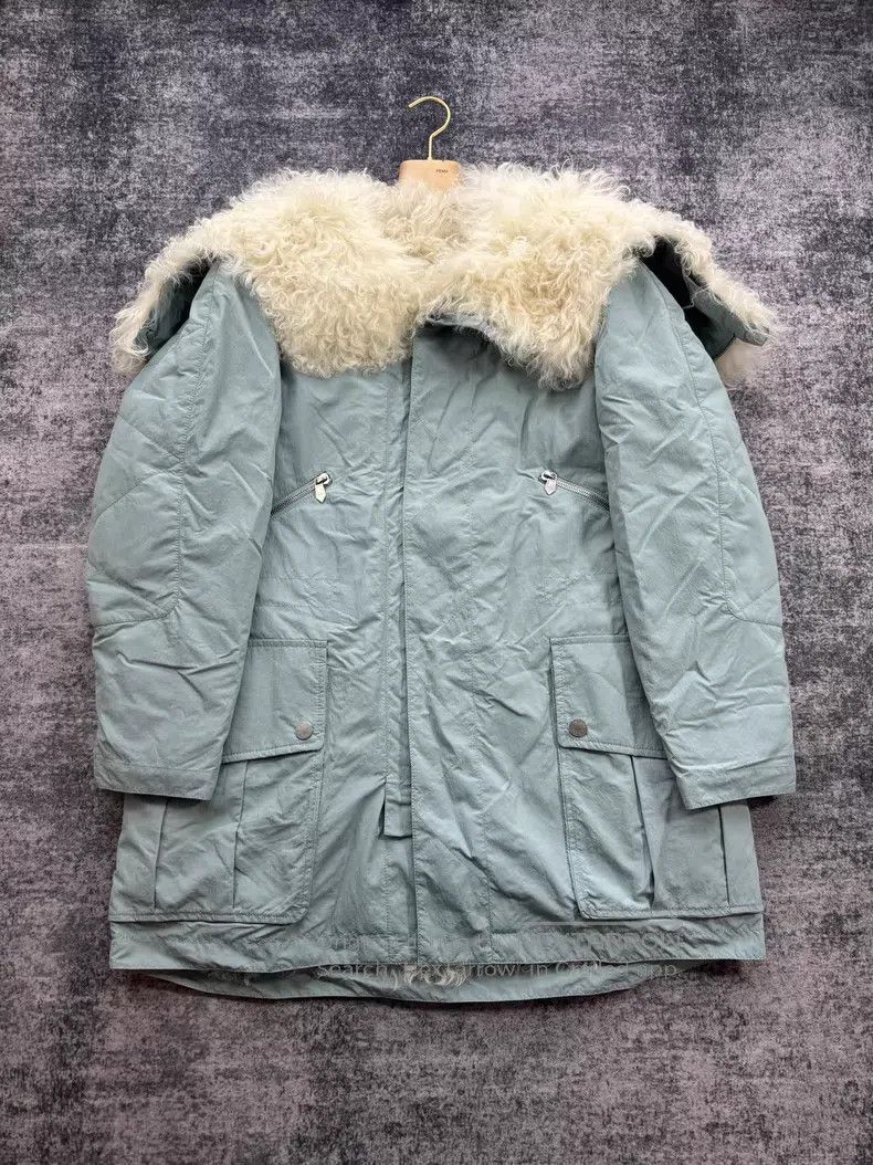 Hermes Hermes Light Blue Fur and Leather Two Piece Coat Size US M / EU 48-50 / 2 - 1 Thumbnail