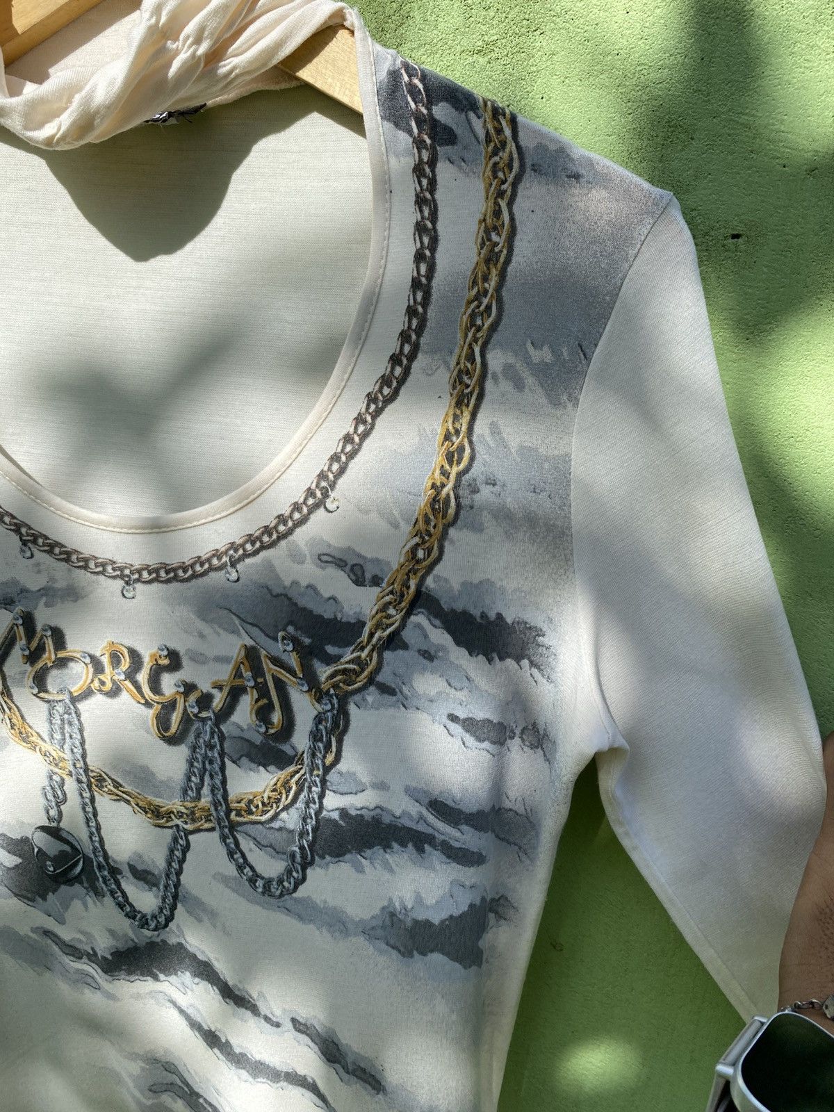 Morgan De Toi Morgan De Toi Vintage Chain Trompe L’Oeil Sheer Longsleeve Size ONE SIZE - 4 Thumbnail