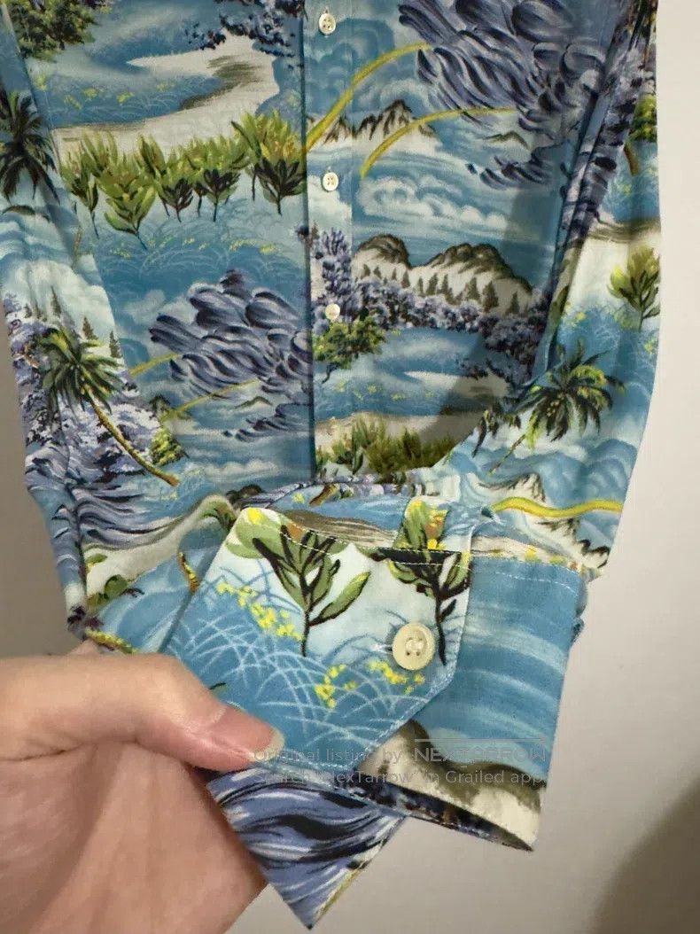 Saint Laurent Paris Saint Laurent Paris Viscose Sky Blue Palm Tree Wave Shirt Size XS / US 0-2 / IT 36-38 - 4 Thumbnail
