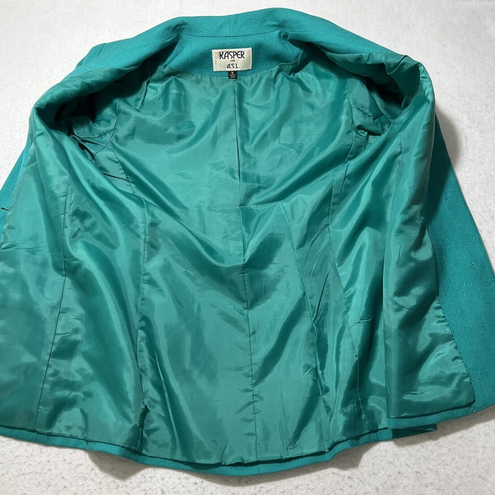 Other Kasper For A.S.L. 8 Teal Green Blue Blazer Jacket Career Size M / US 6-8 / IT 42-44 - 7 Thumbnail
