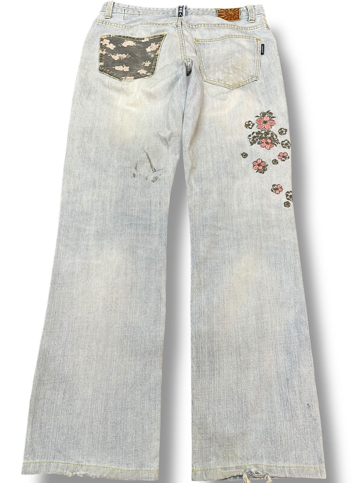 Beauty Beast × Japanese Brand Vintage Namitsu Faded Flower Embroidery Sukajan style Denim Size US 32 / EU 48 - 7 Thumbnail
