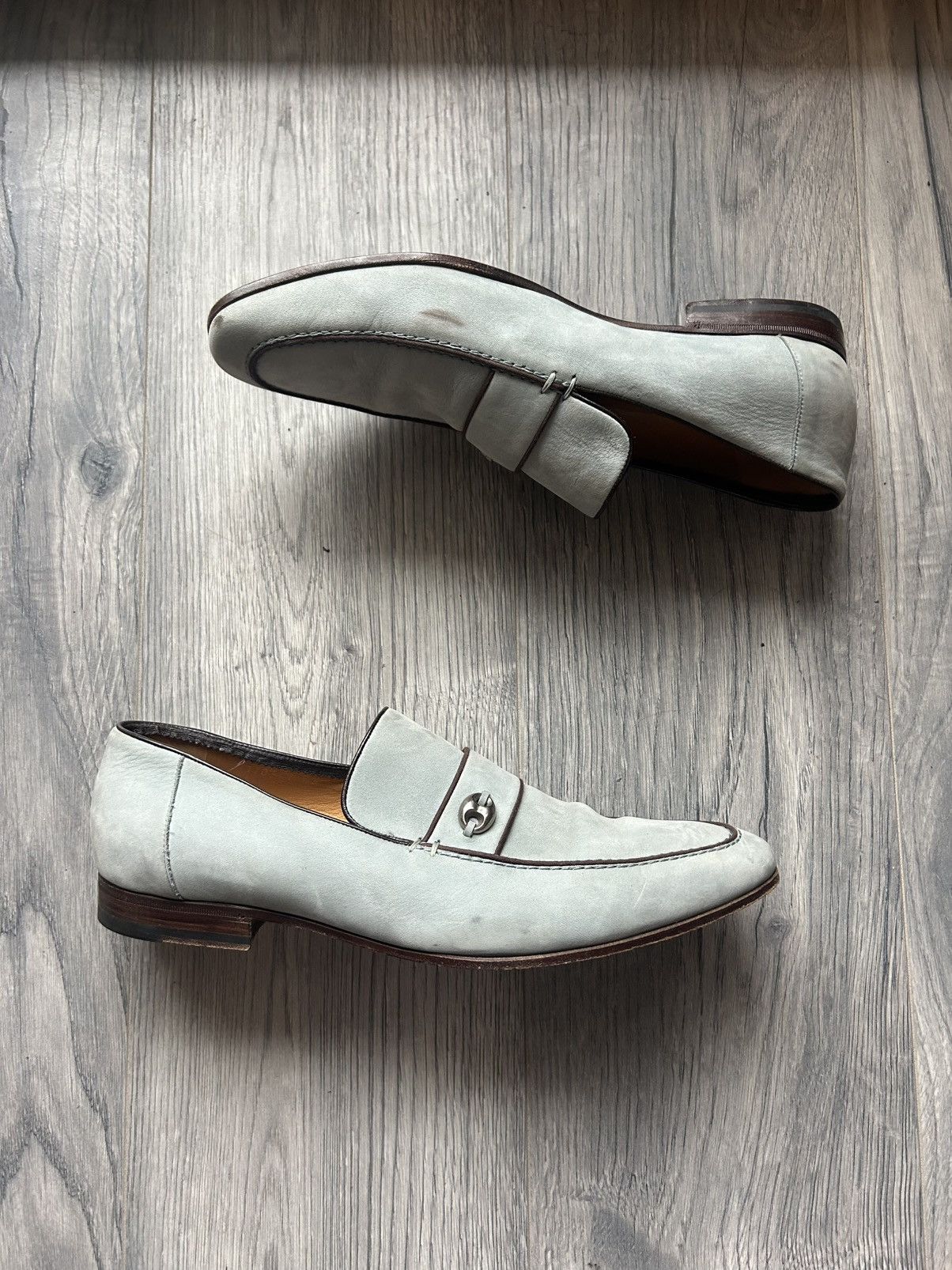 Gucci Gucci Light Blue Suede Loafers with Metal Accent - Size 43E Size US 10 / EU 43 - 4 Thumbnail