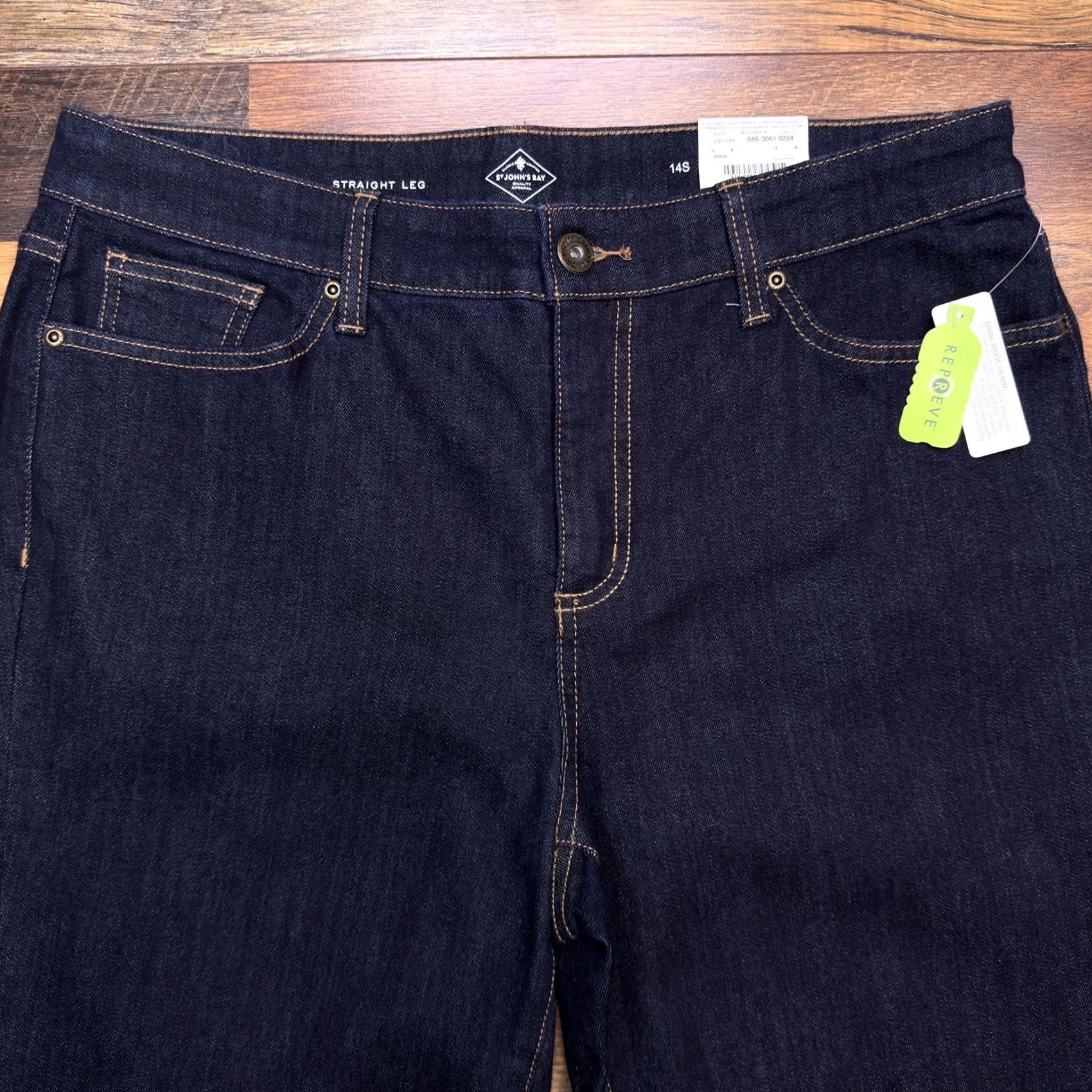 Vintage St Johns Bay Jeans Womens 14S Rinse Stretch Regular Straight 5-Pocket Denim Blue Size 36" / US 14 / IT 50 - 2 Thumbnail