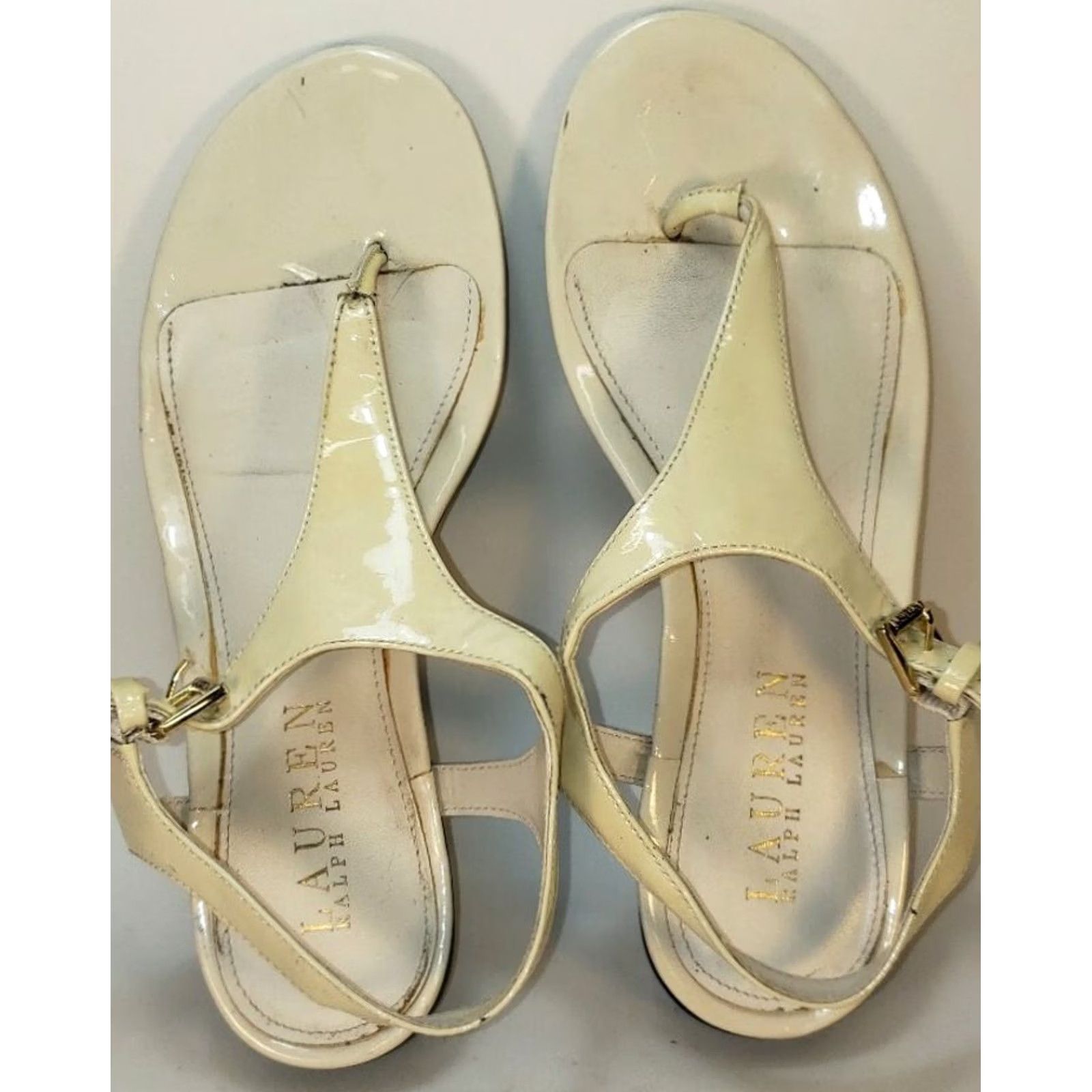 Ralph Lauren Ralph Lauren Sandal Women's Size 6.5B Ivory Leather Slingback Toe Post Size US 7 / IT 37 - 5 Thumbnail