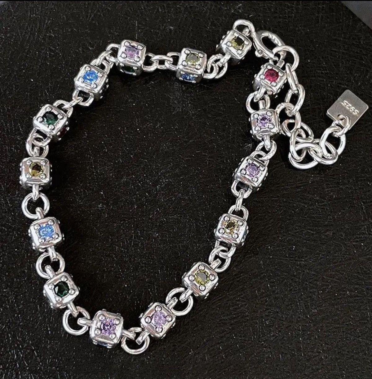 Jewelry Sweet Rose Flower Cross Shiny Colorful Crystal Bracelet Size ONE SIZE - 4 Thumbnail