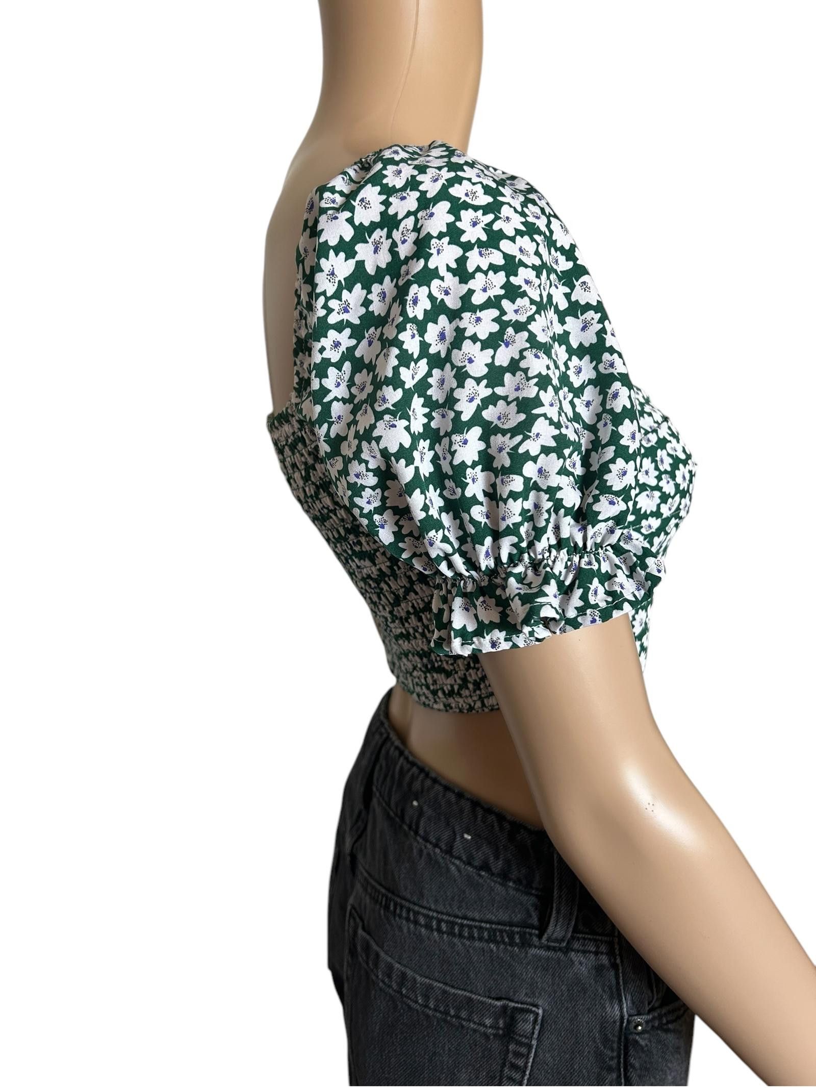 Shein Floral Puff Sleeves Crop Top by SHEIN Size XS / US 0-2 / IT 36-38 - 3 Thumbnail