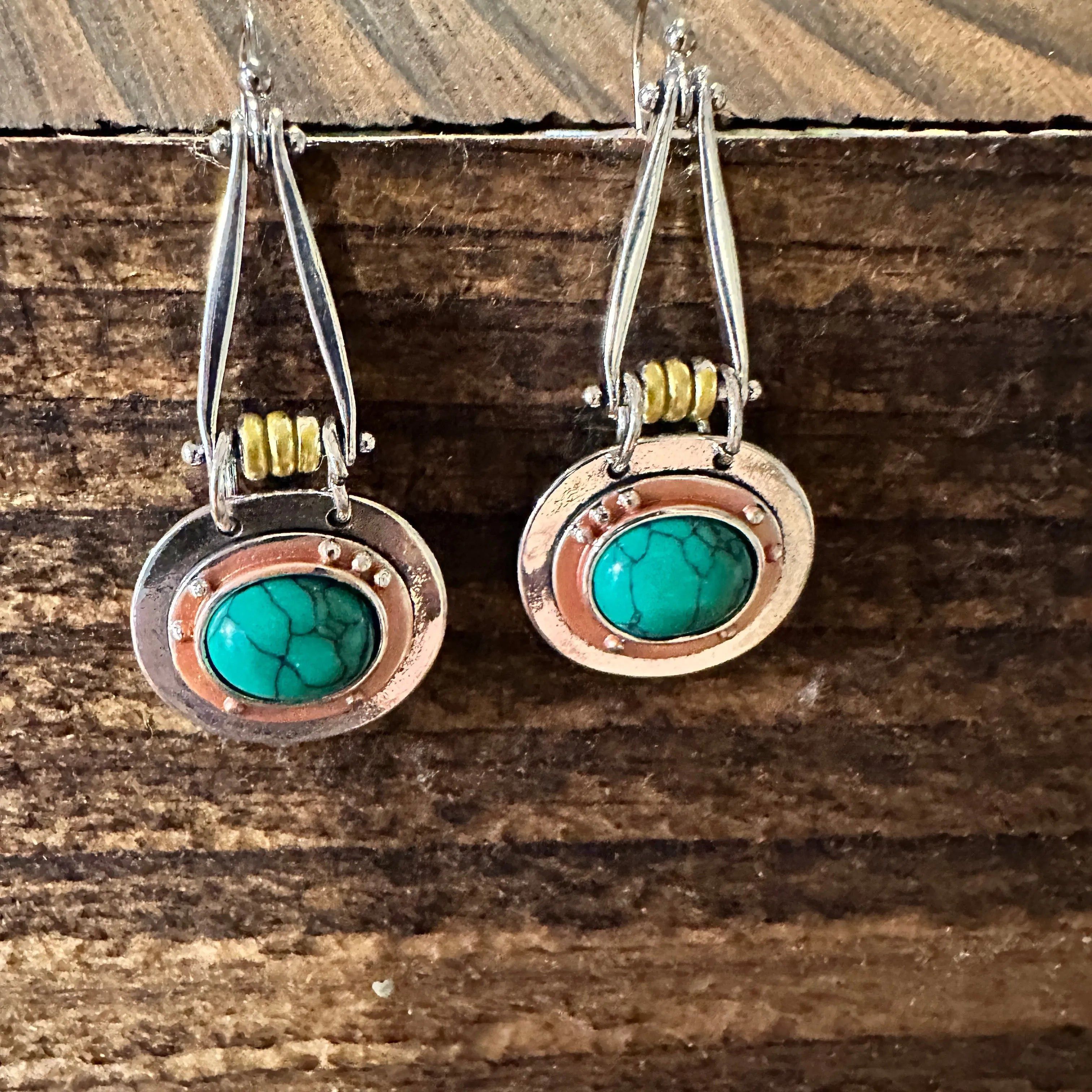 Other Boho Hippie Cowgirl Western Green Agate Teardrop Silver Earr Size ONE SIZE - 6 Thumbnail