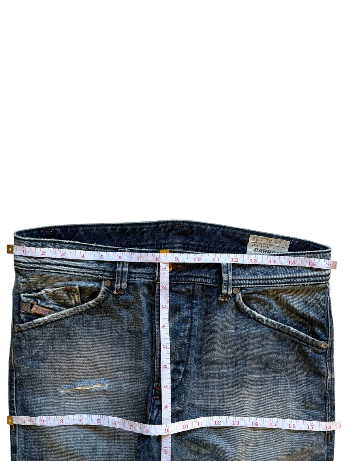 Diesel × Diesel Black Gold Vintage Diesel Faded Blue Wash Distressed Slim Jeans Size US 34 / EU 50 - 14 Thumbnail