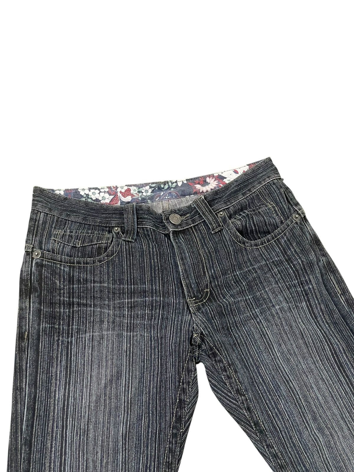 Japanese Brand Flare Jeans Ikka Pinstriped Denim Boot Cut 2🟦2 Size US 31 - 16 Thumbnail