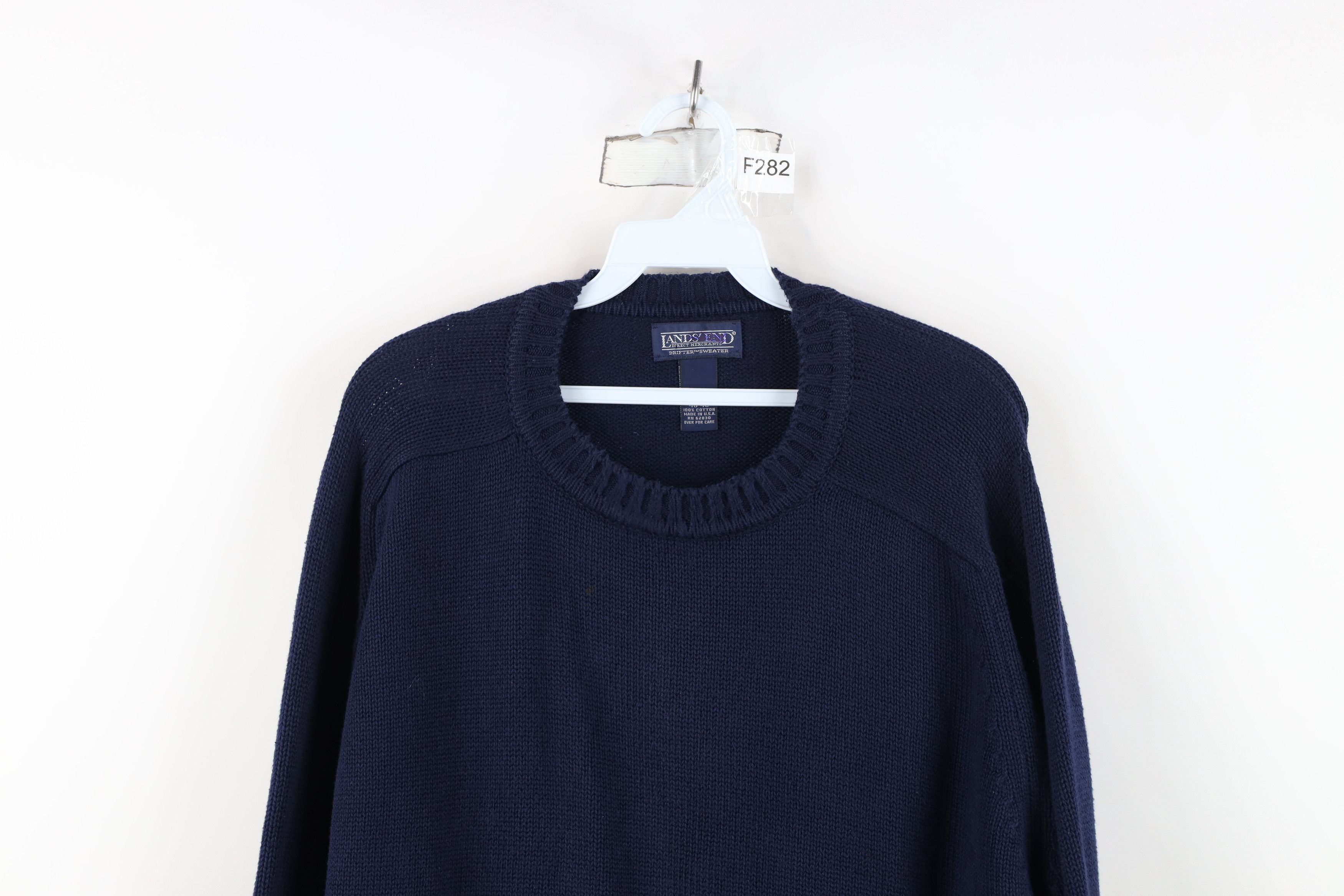 Lands' End Vintage 90s Lands End Blank Cotton Knit Crewneck Sweater USA Size US XL / EU 56 / 4 - 2 Thumbnail