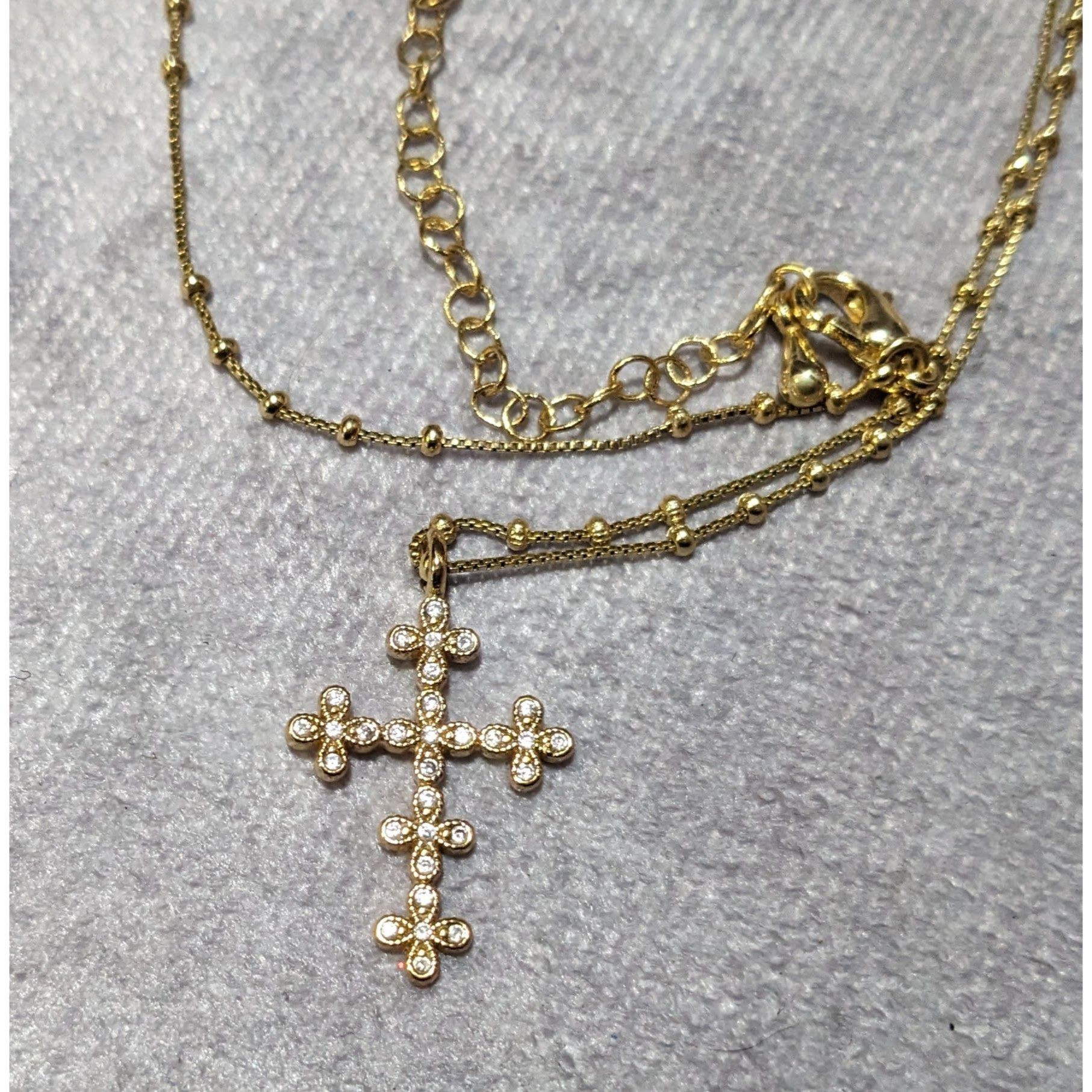 Other Dainty Minimalist Gold Tone Gemmed Cross Necklace Size ONE SIZE - 8 Thumbnail