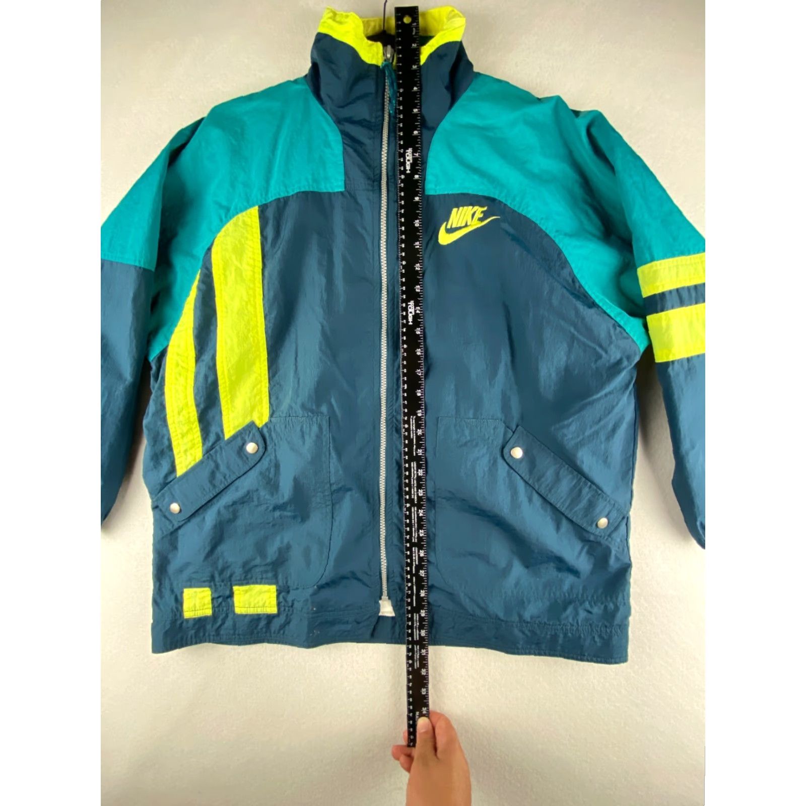 Nike VINTAGE Nike Windbreaker Jacket Mens L 90s Full Zip Neon Blue Nylon Windbreaker Size US L / EU 52-54 / 3 - 2 Thumbnail