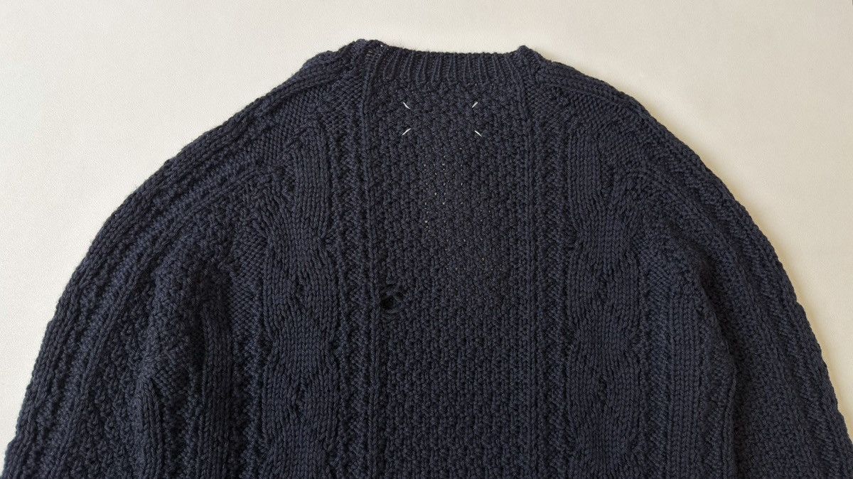 Maison Margiela A/W 21 Distressed Blue Cable Knit Sweater Size US XL / EU 56 / 4 - 13 Thumbnail