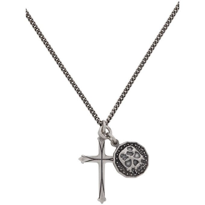 image of Emanuele Bicocchi Silver Cross & Coin Pendant, Men's