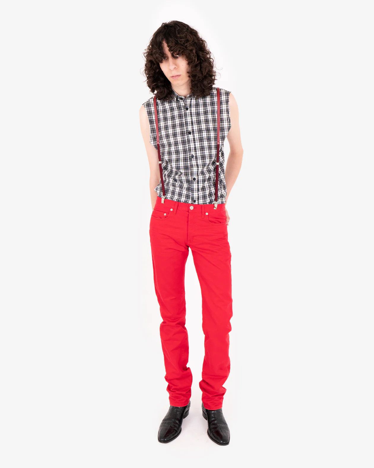 Saint Laurent Paris Red Skinny Denim (SS05) Size US 29 - 4 Thumbnail