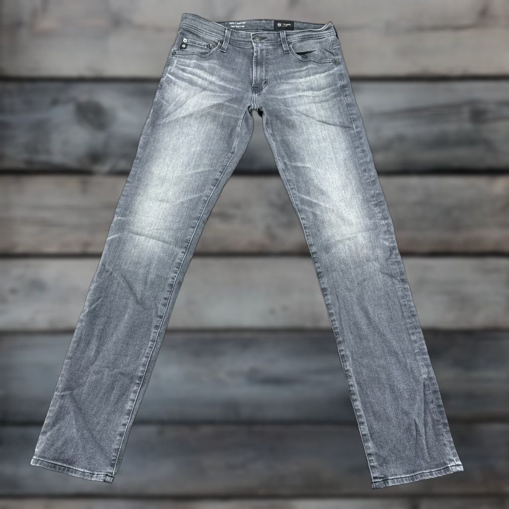 Vintage AG Jeans Mens 30x34 Denim Slim Straight Light Wash 5-Pocket Stretch Gray Cotton AG Adriano Goldschmied Jeans Mens Regular Fit Grunge Tapered? No. Size US 30 / EU 46 - 1 Thumbnail