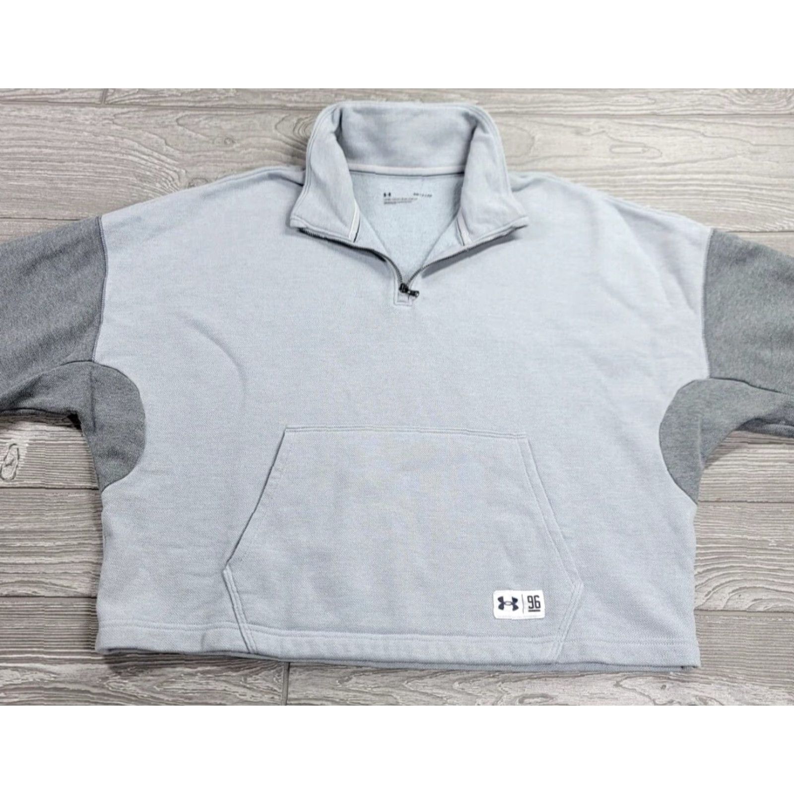 Under Armour Under Armour Women Fleece Playback Pullover 1/4 Zip S Light Blue Gray Colorblock Shirt Womens/S Size S / US 4 / IT 40 - 5 Thumbnail