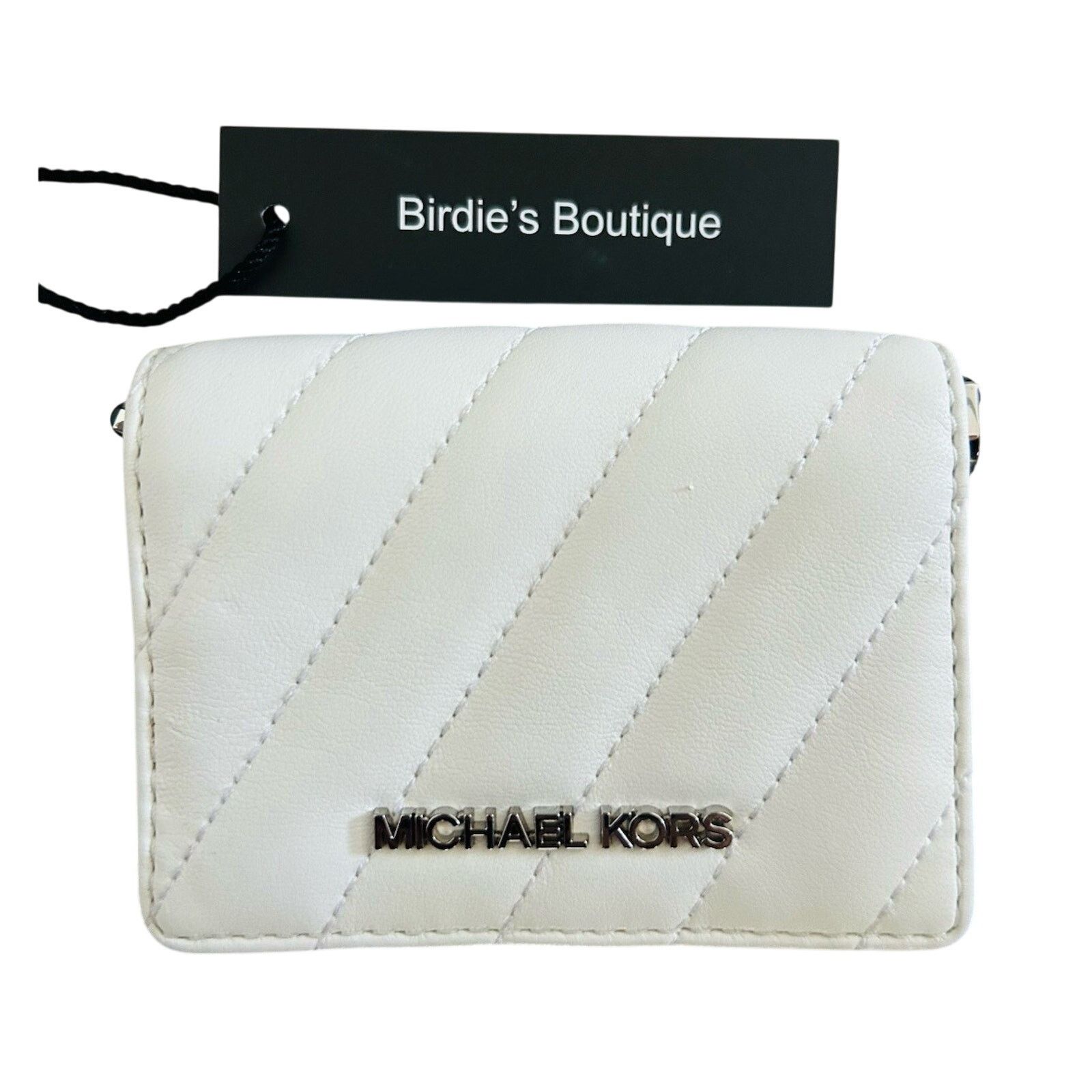 New Michael Kors Mini Purse White Leather Quilted Crossbody, Women's