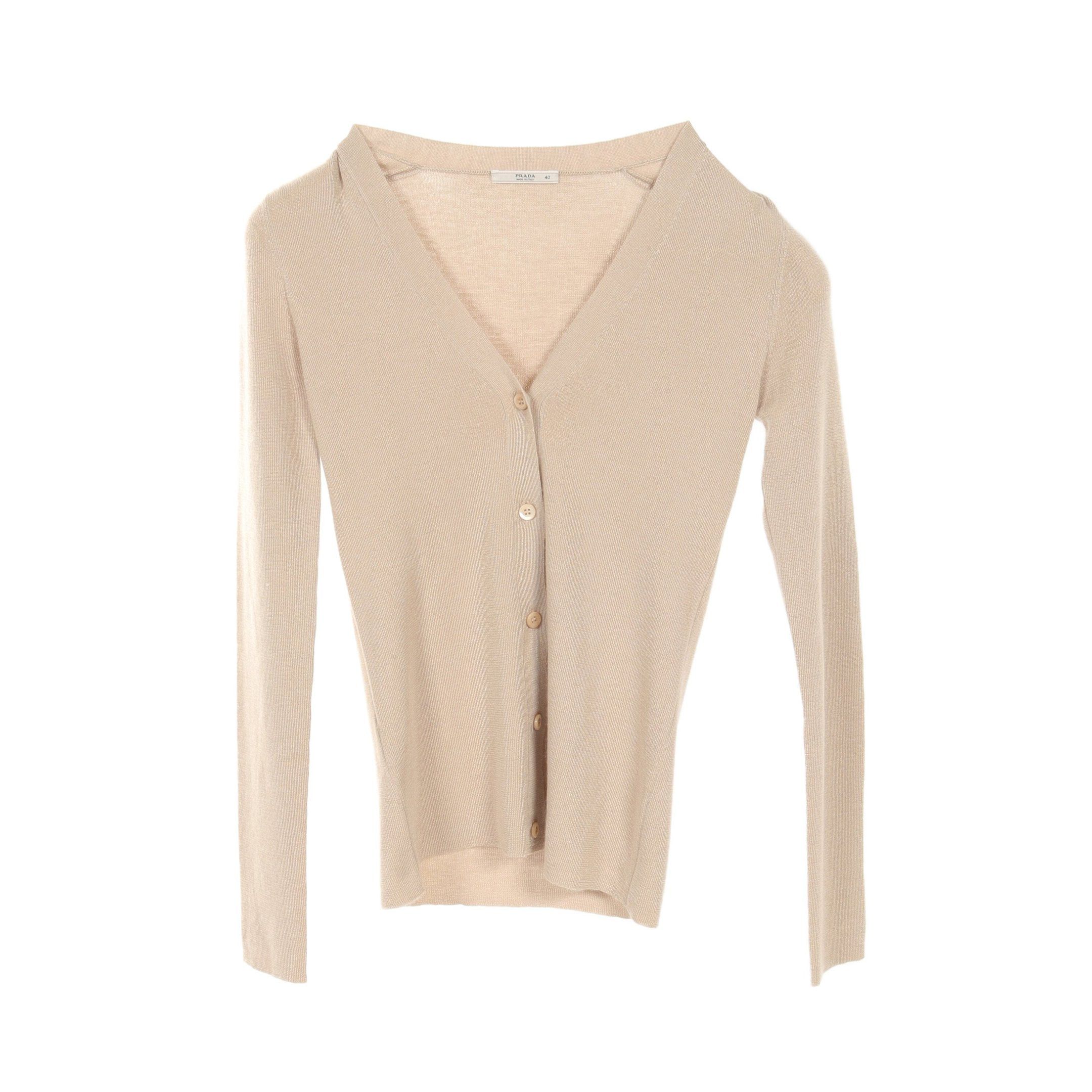 PRADA BEIGE CASHMERE CARDIGAN Prada Cardigan V-Neck Cashmere