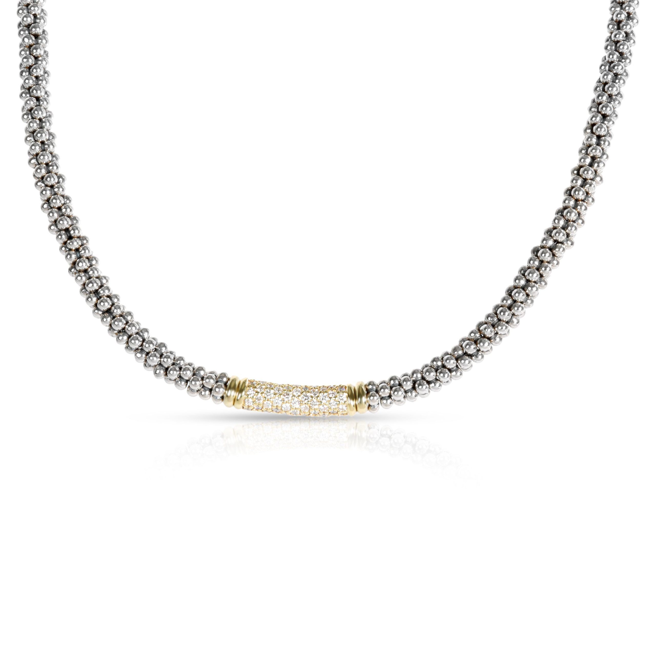 image of Tiffany Co Lagos Caviar Diamond Necklace In Sterling Silver 0.5 Ctw, Women's