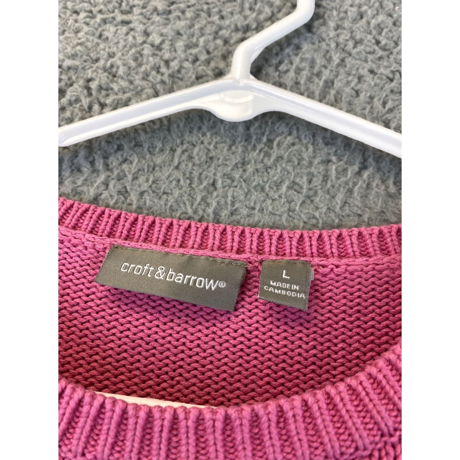 Croft & Barrow Croft & Barrow Women's Large Pink Red White Cable Knit Pullover Sweater / 62-11 Size L / US 10 / IT 46 - 2 Thumbnail