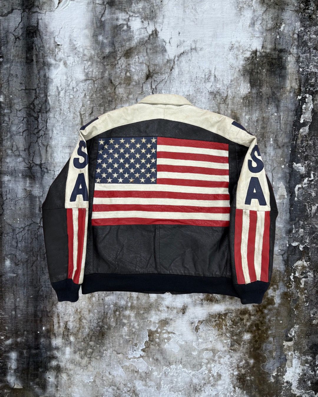 Other Vintage USA Flag Leather Jacket Size US XL / EU 56 / 4 - 2 Thumbnail