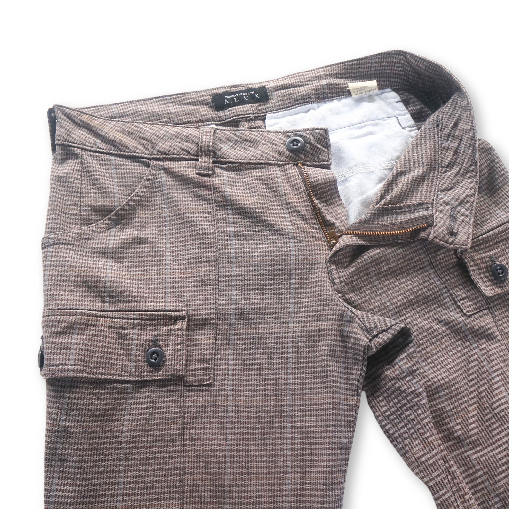 Japanese Brand ALCX Light Brown Plaid Pattern Cargo Pants Size 28" / US 6 / IT 42 - 4 Thumbnail
