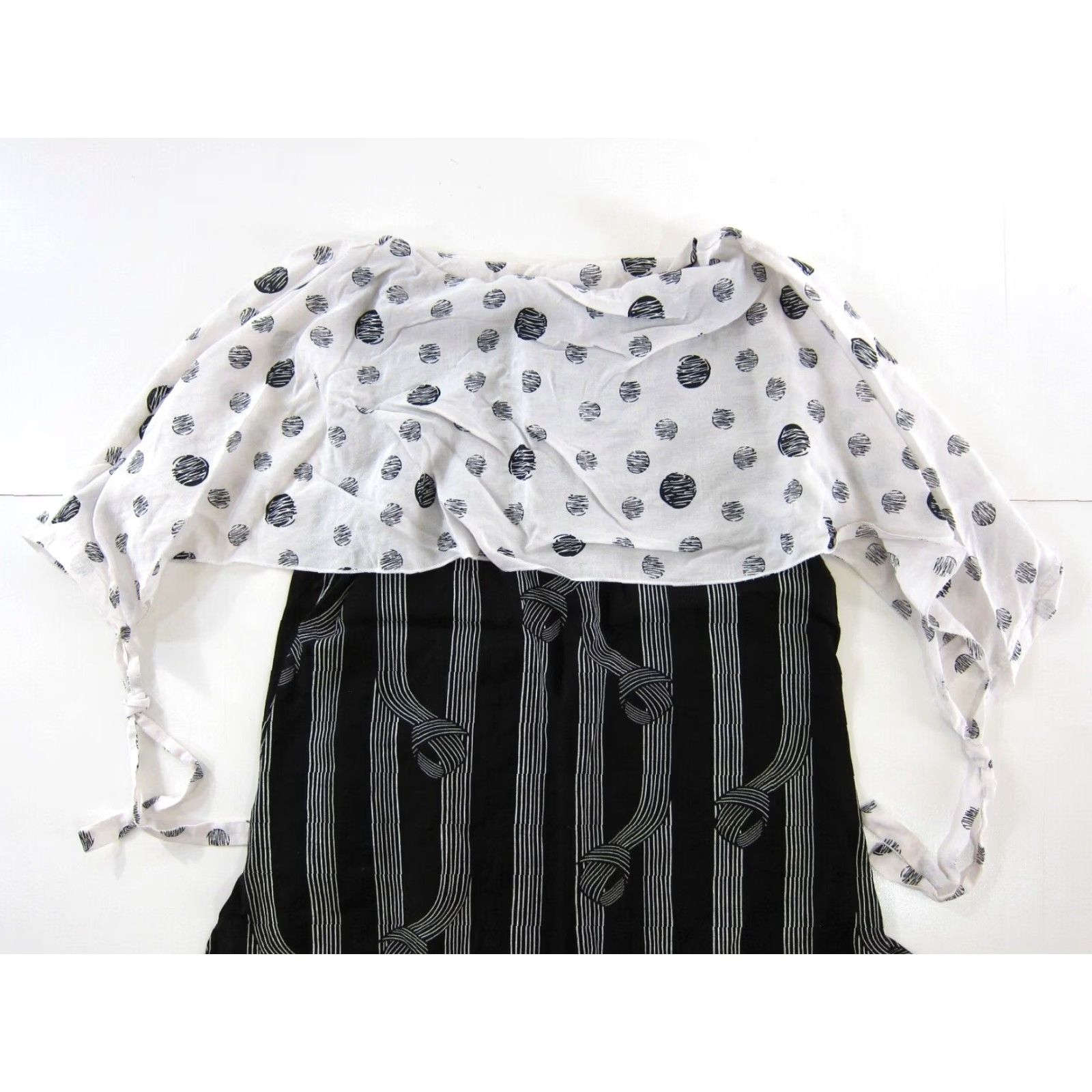 Vintage Shana Blouse Tunic 100% Rayon Black White Geometric Polka Dot 90s Bohemian Boxy Large Women XS-XL? Size L / US 10 / IT 46 - 3 Thumbnail