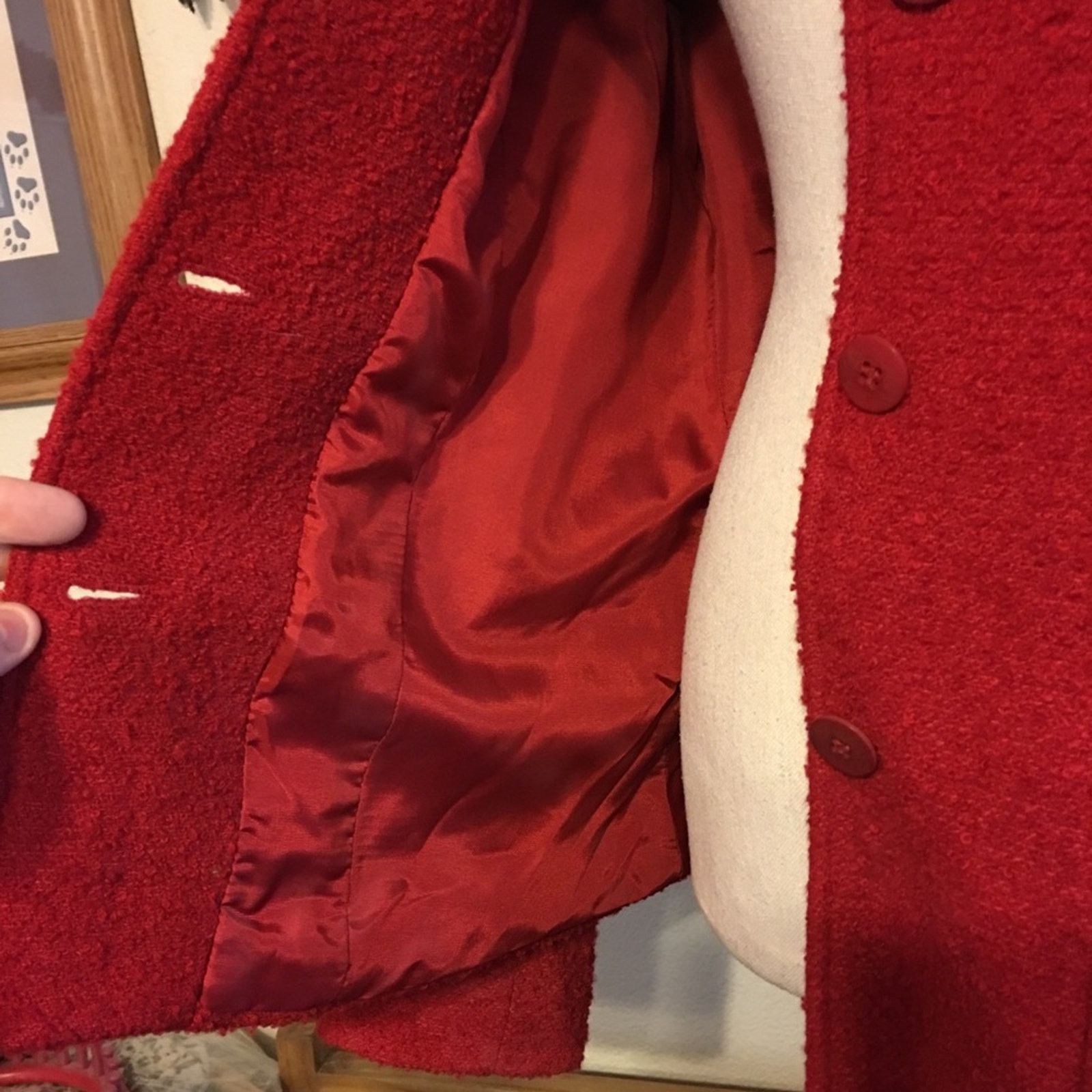 Designer Charter Club red textured wool blend jacket 10 Size L / US 10 / IT 46 - 6 Thumbnail