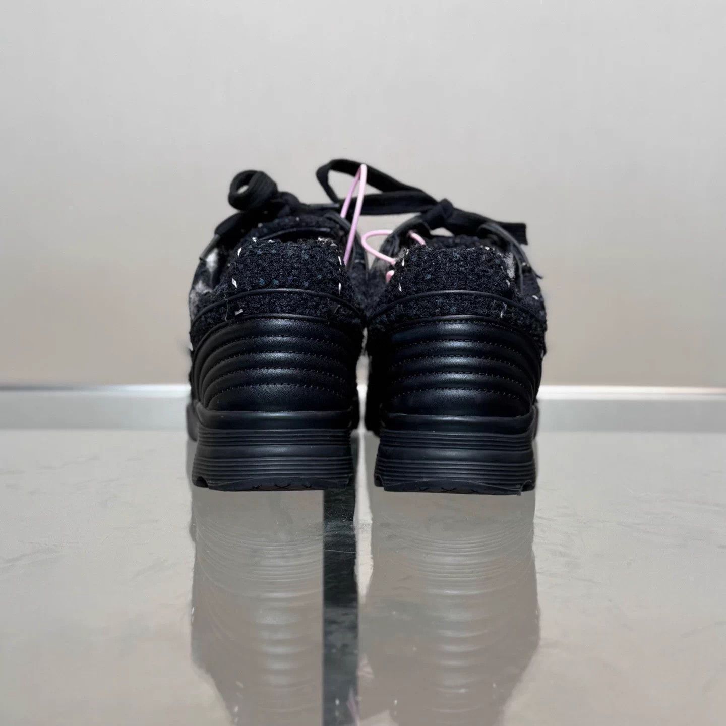 Chanel Chanel Black Woven Distressed Sneakers 38 Size US 7.5 / IT 37.5 - 4 Thumbnail