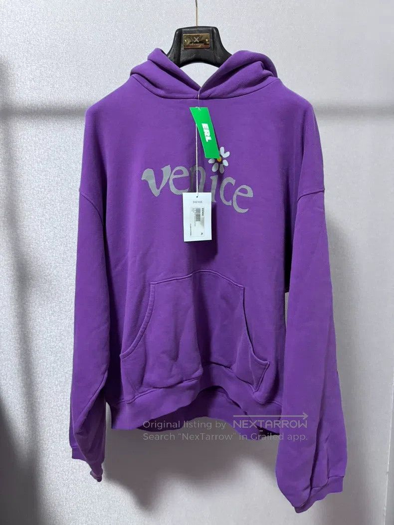 ERL ERL Venice Purple Daisy Letter Printed Hooded Sweatshirt, Size US XL / EU 56 / 4 - 1 Thumbnail