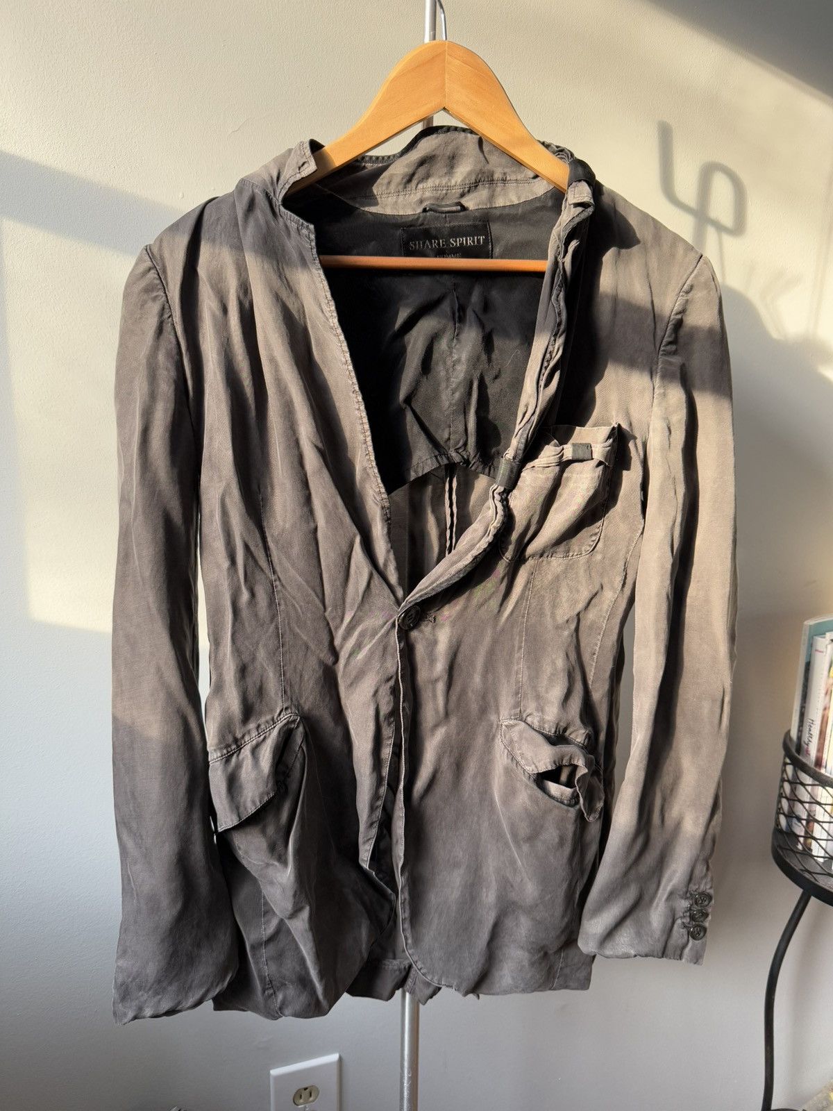 Share Spirit ダークグレー カーディガン SHARE SPIRIT フード付きカーディガン ダークグレー
