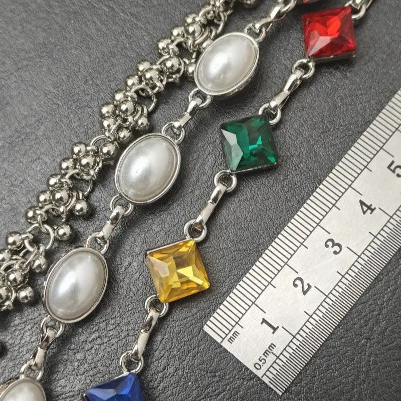 Japanese Brand Delicate Color Rhinestone 3 Layers Pearl Pants Chain Size ONE SIZE - 7 Thumbnail