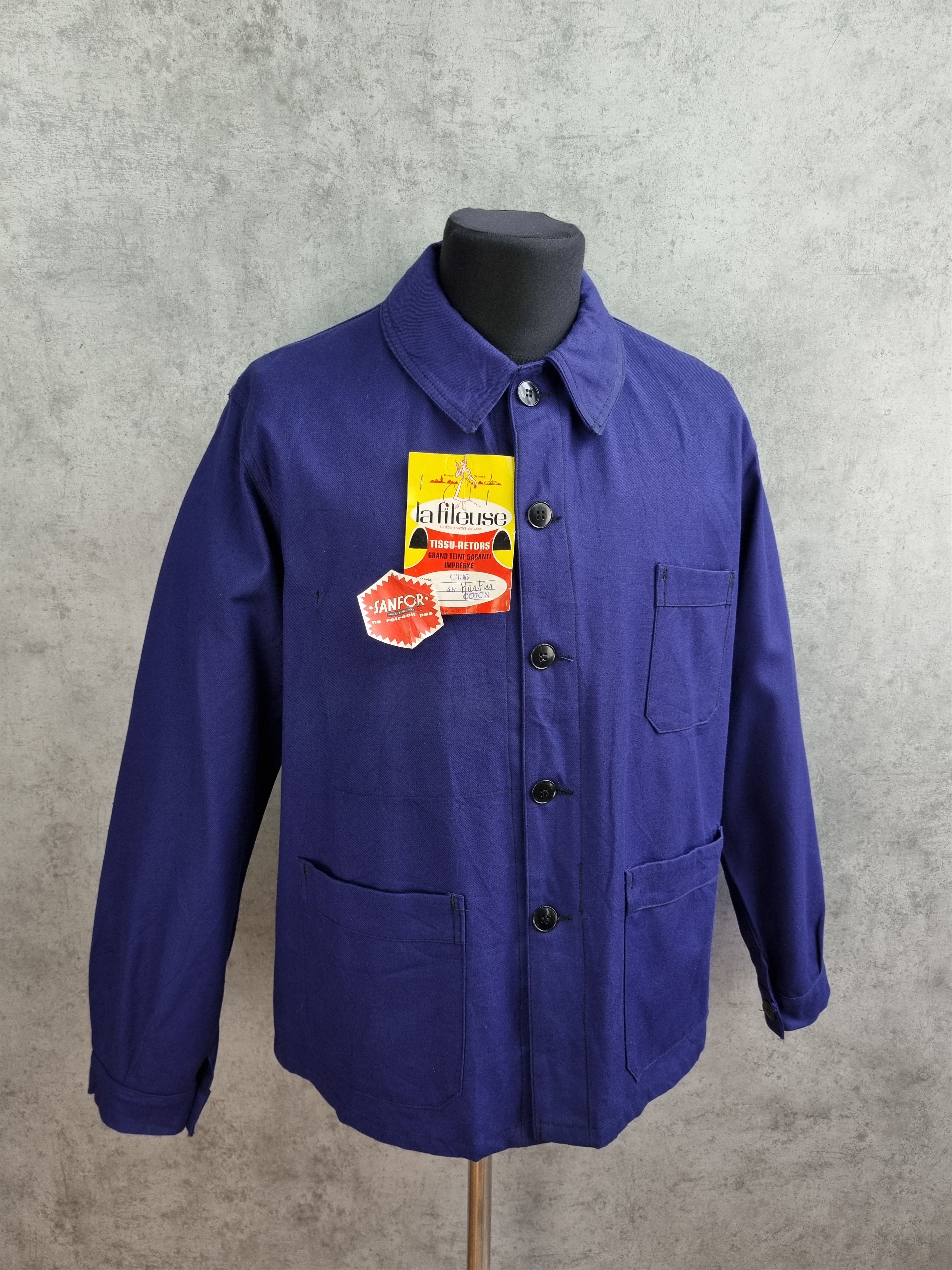 Le Laboureur × Vetra 60s Sanfor Workers French Vintage Chore Jacket DEAD STOCK Size US M / EU 48-50 / 2 - 2 Thumbnail