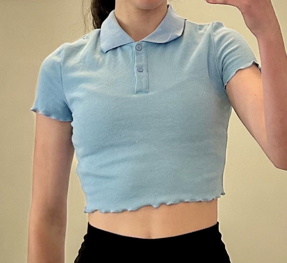 Shein Blue Shein cropped collared short sleeve Size XS / US 0-2 / IT 36-38 - 1 Thumbnail