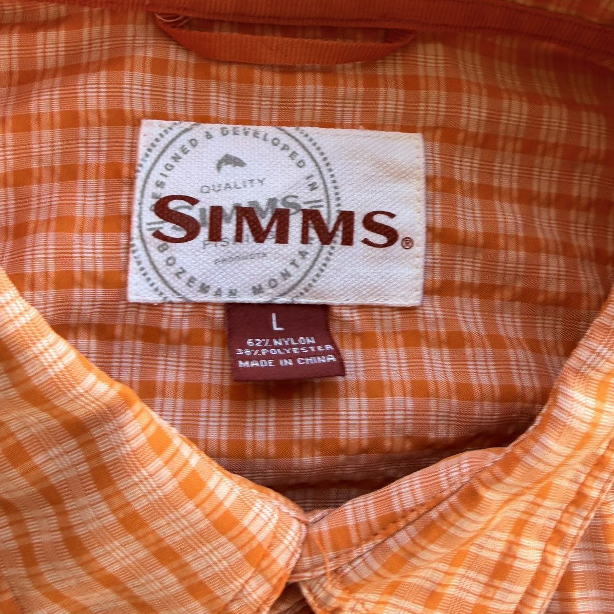 Simms Simms Performance Fishing Shirt Button Up Orange Check Size US L / EU 52-54 / 3 - 5 Thumbnail
