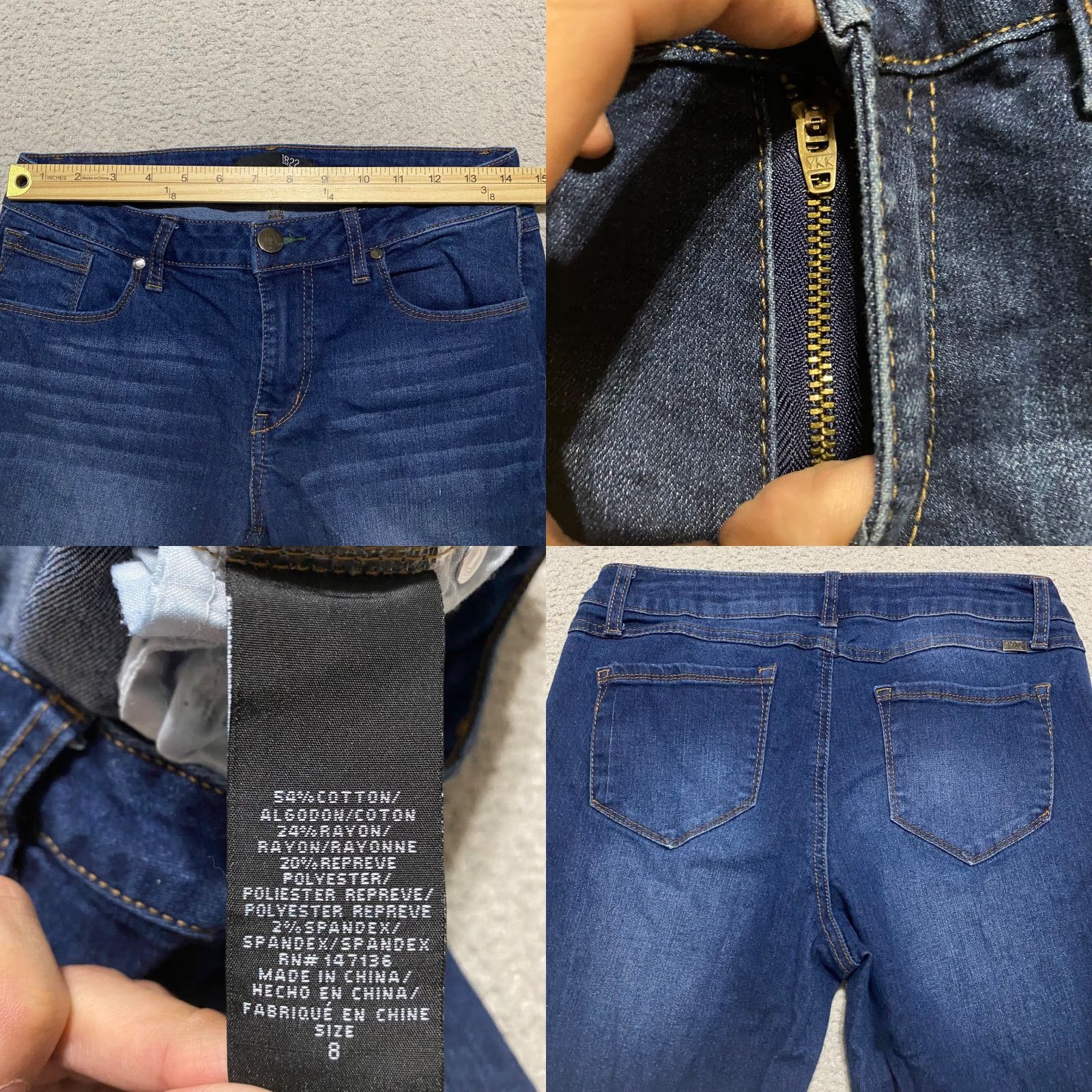 Vintage 1822 Denim Jeans Womens sz 8 Blue Denim Dark Wash Adrianna Skinny Mid Rise Size 30" / US 8 / IT 44 - 8 Thumbnail