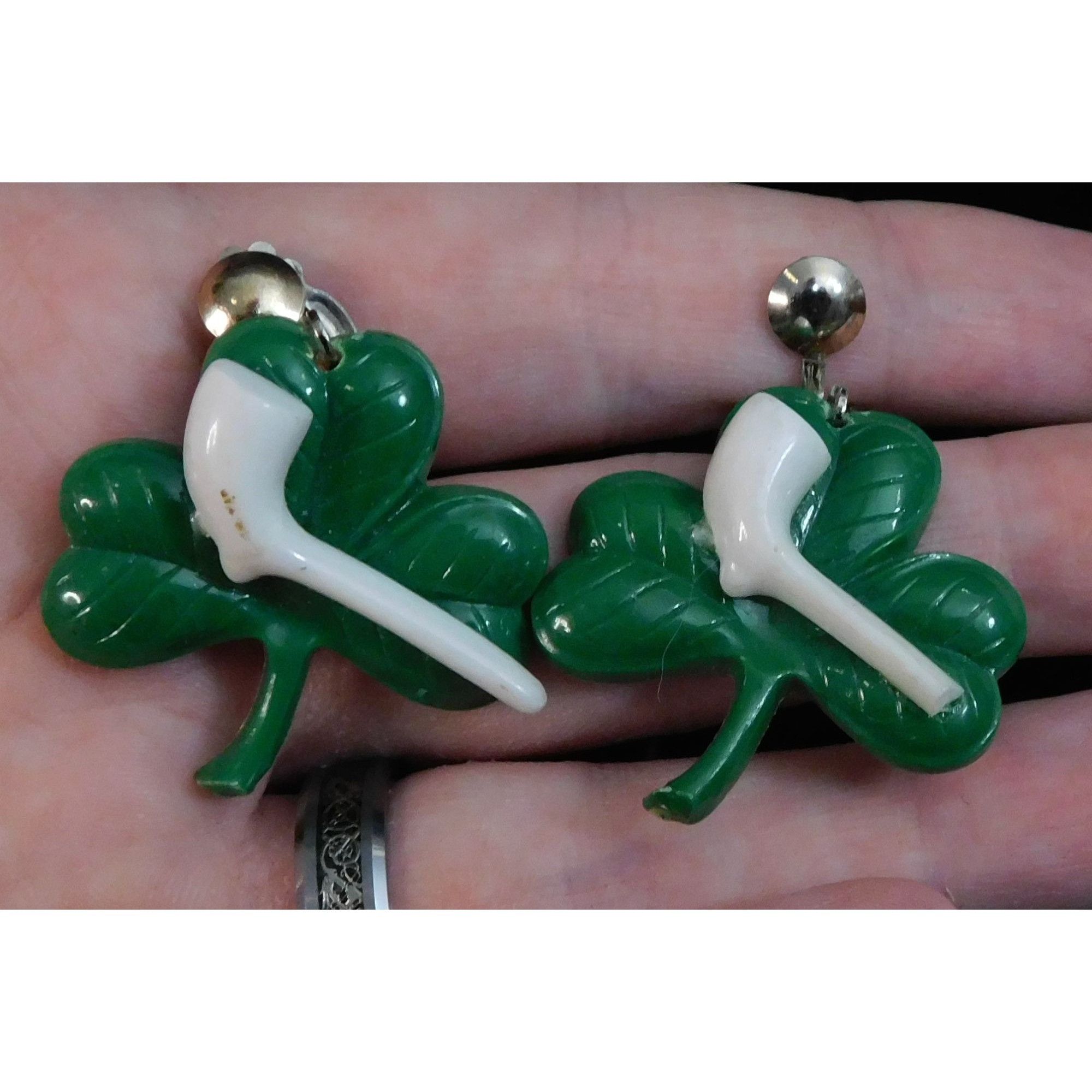 Other Vintage Shamrock Saint Patrick's Day Clip On Earrings Size ONE SIZE - 3 Thumbnail