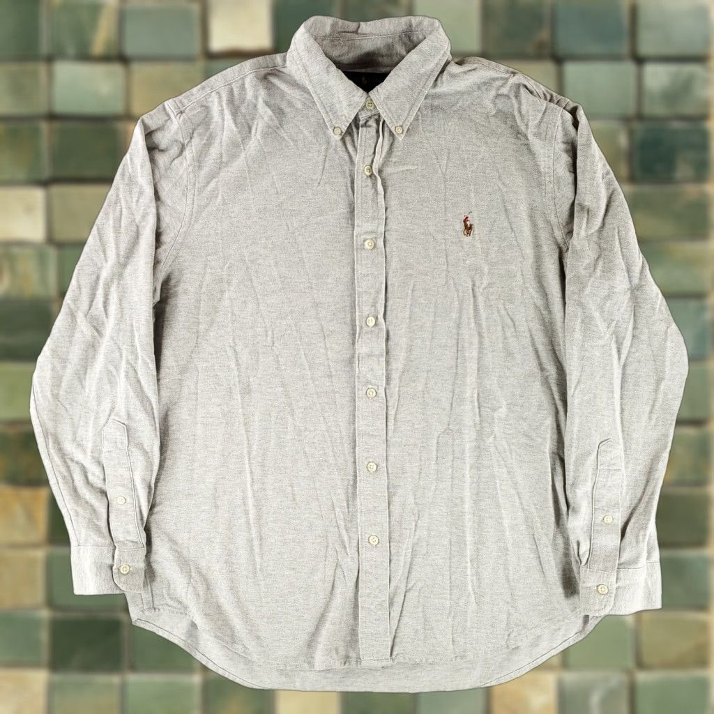 Ralph Lauren Ralph Lauren Knit Oxford Button Down Shirt Long Sleeve Gray Mens XL Button-Down Shirt Size US XL / EU 56 / 4 - 1 Thumbnail