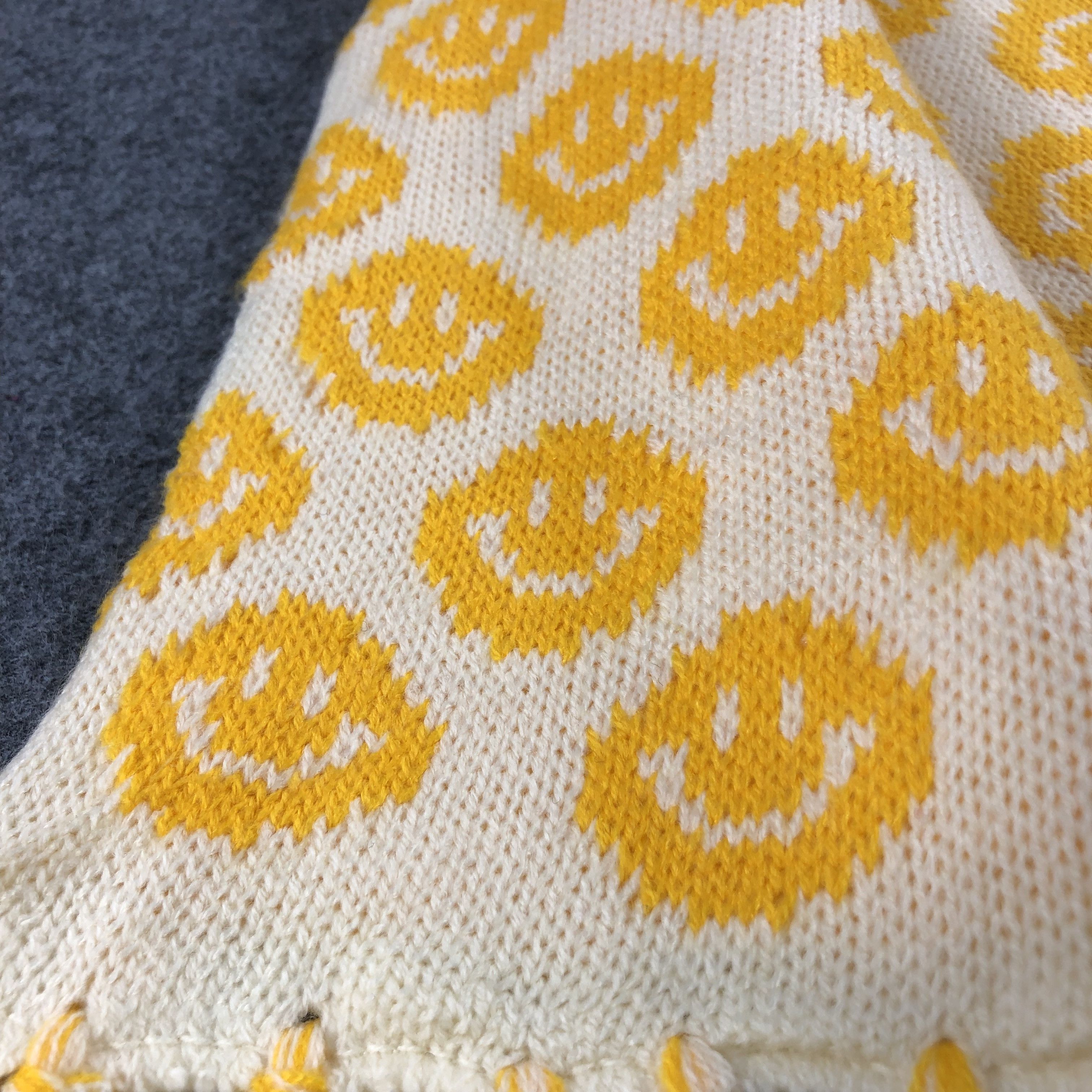 Vintage Smiley Full Print Wool Scarf Muffler V736 Size ONE SIZE - 5 Thumbnail