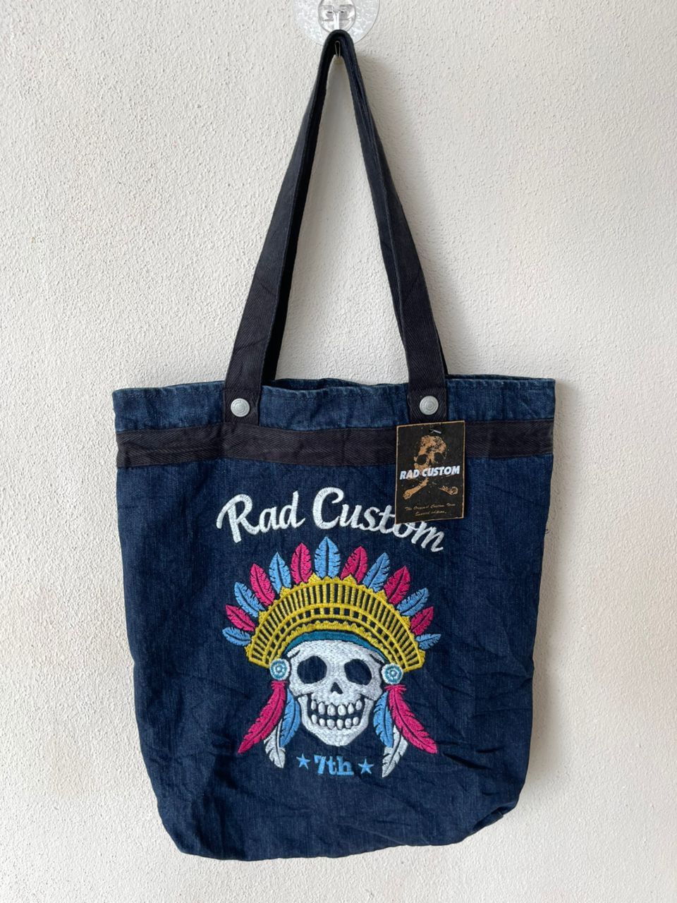 Designer × Japanese Brand Rad Customs Skull Embroidered Denim Tote Bag Size ONE SIZE - 1 Thumbnail