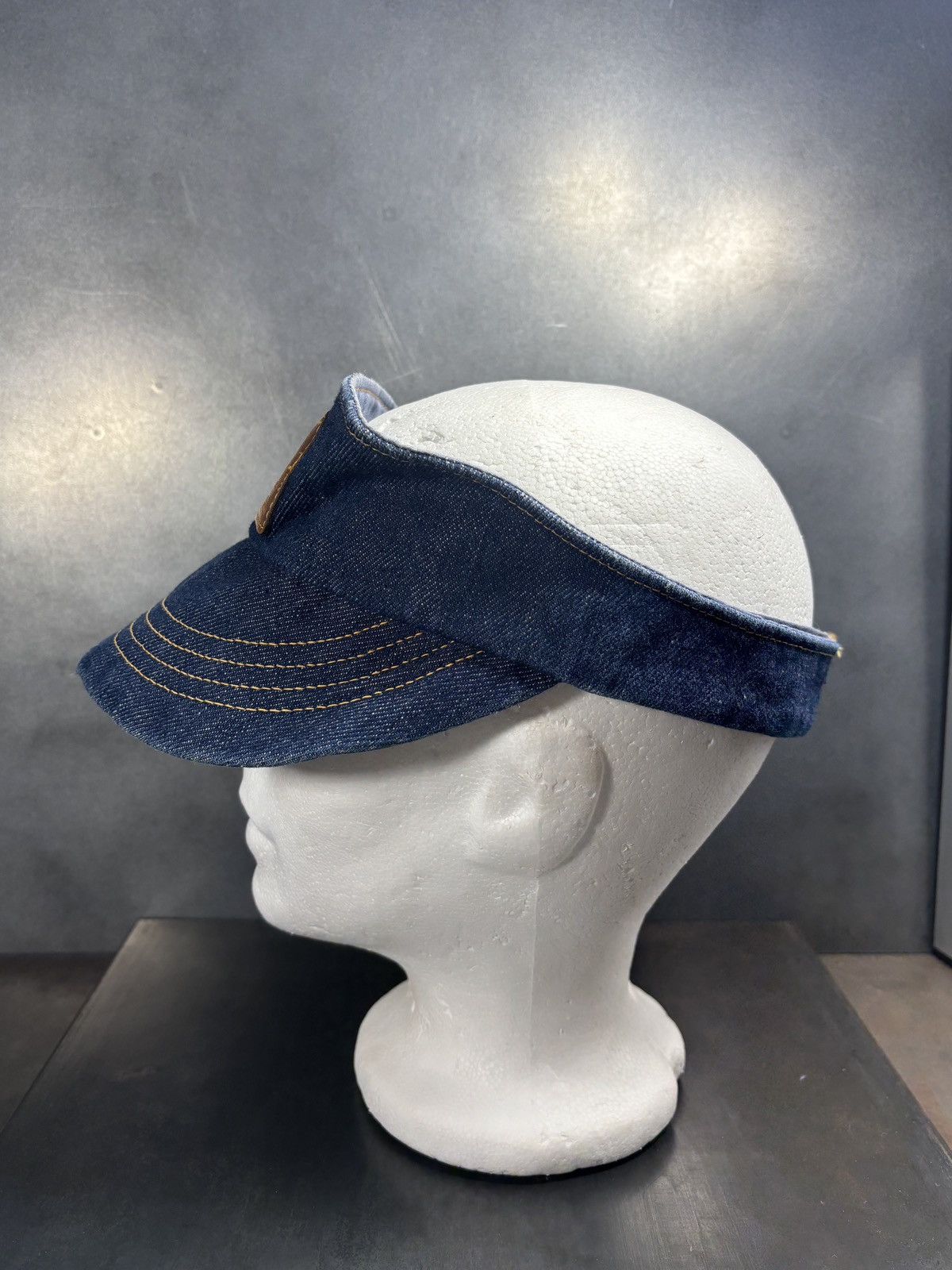 Levi's 1970s Levi's Orange Tab Hat 70s Vintage Dark Denim Visor Cap Size ONE SIZE - 11 Thumbnail