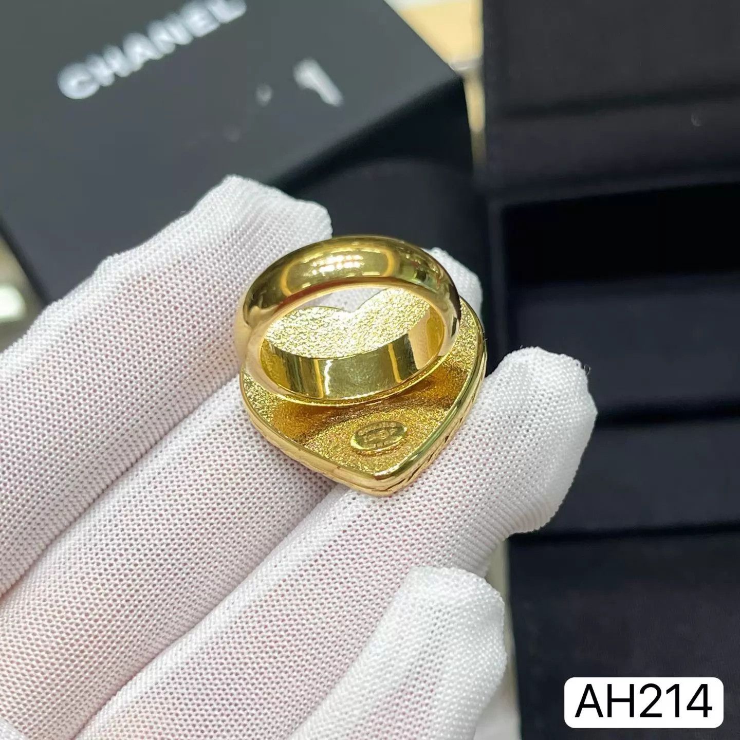 Chanel Chanel Denim Blue Gold Heart Ring 24p CC Size 51 Box AH214 Size ONE SIZE - 7 Thumbnail