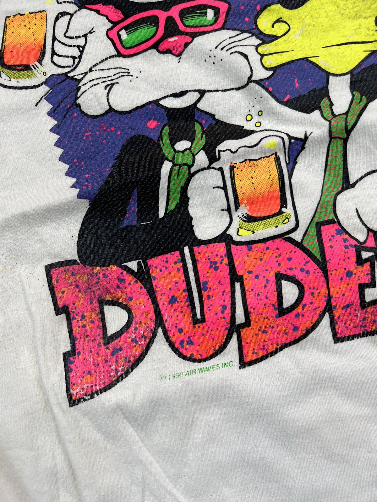 Vintage Vintage 1990 Party On Dude Beer Faded Humor Y2K Tee Shirt Size US L / EU 52-54 / 3 - 6 Thumbnail