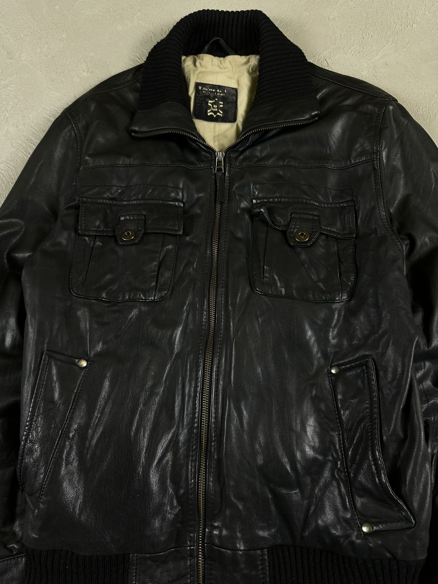 Vintage Vintage Leather Boxy Bomber Jacket Size US S / EU 44-46 / 1 - 8 Thumbnail