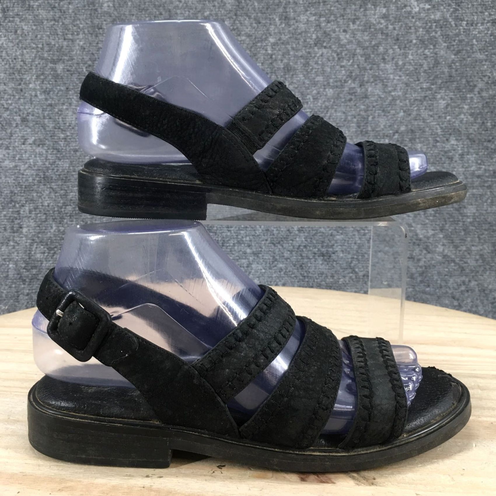 Rockport Rockport Sandals Womens 6.5M Strappy Slingback Black Leather Flats Comfort W8780 Size US 7 / IT 37 - 2 Thumbnail
