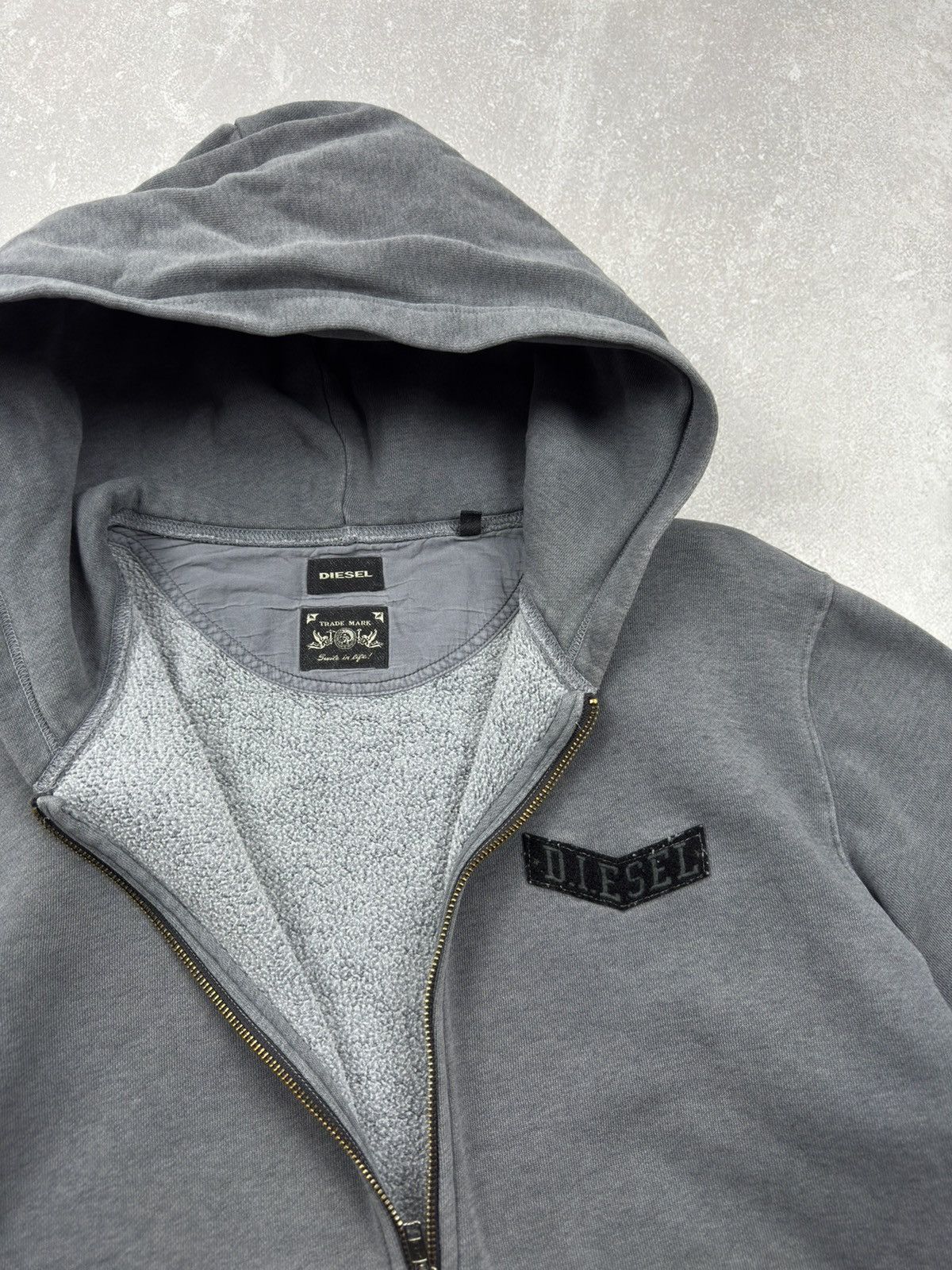 Diesel Vintage Diesel Washed Grey Zip Hoodie Logo size L Size US L / EU 52-54 / 3 - 10 Thumbnail