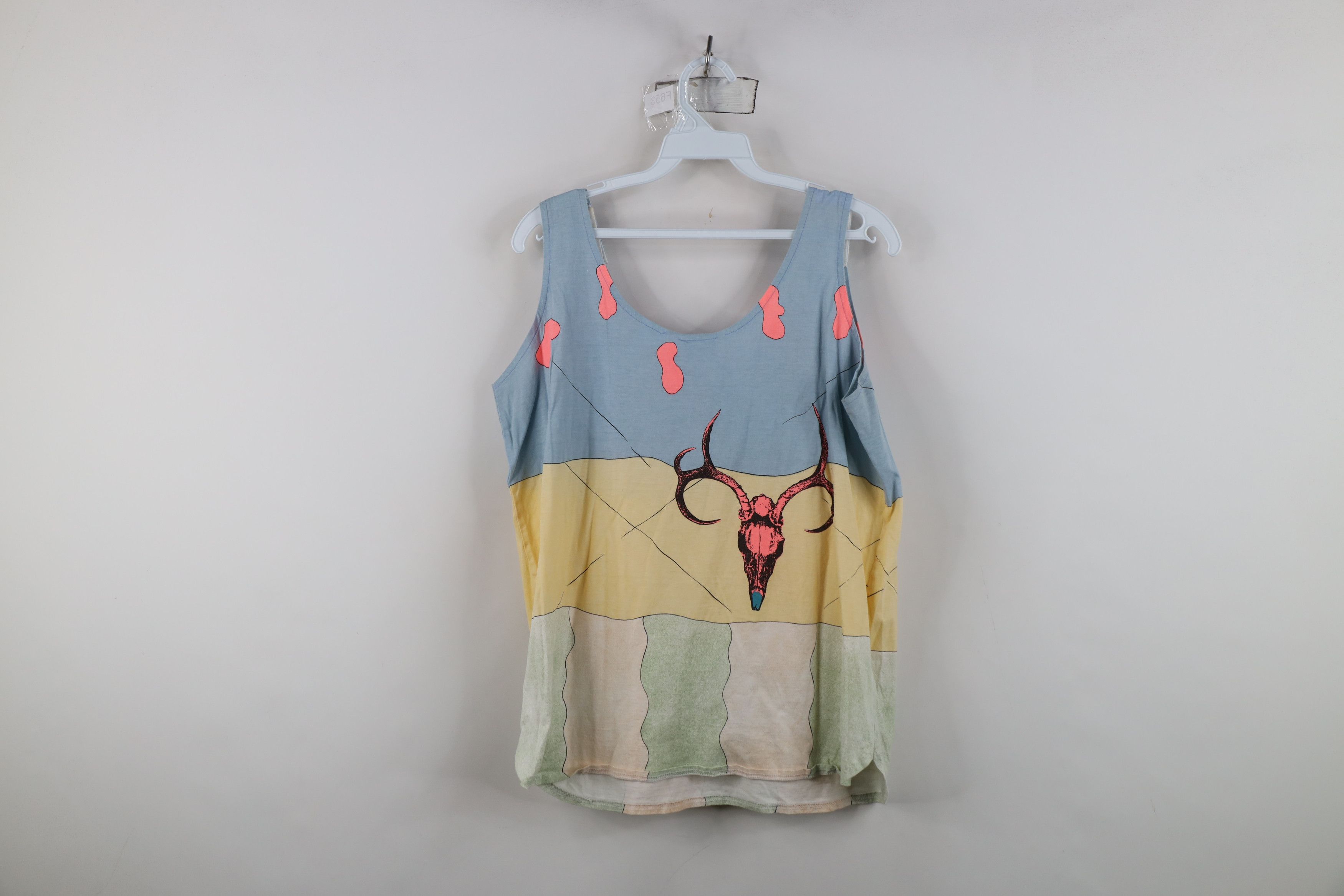Vintage Vintage 90s Streetwear Art Antler Skull Tank Top T-Shirt Size L / US 10 / IT 46 - 12 Thumbnail