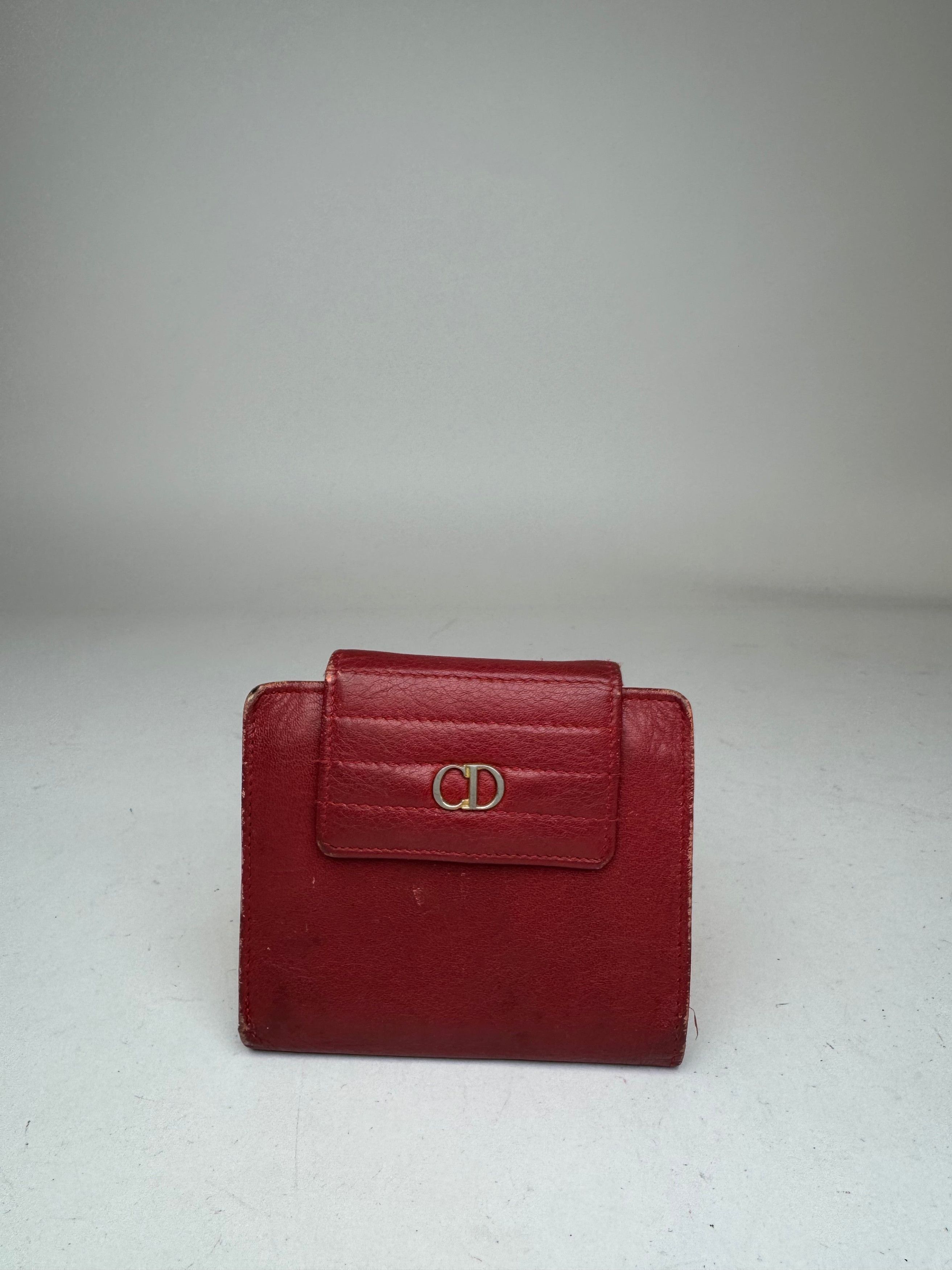 Dior Vintage Leather Wallet Red Size ONE SIZE - 1 Thumbnail
